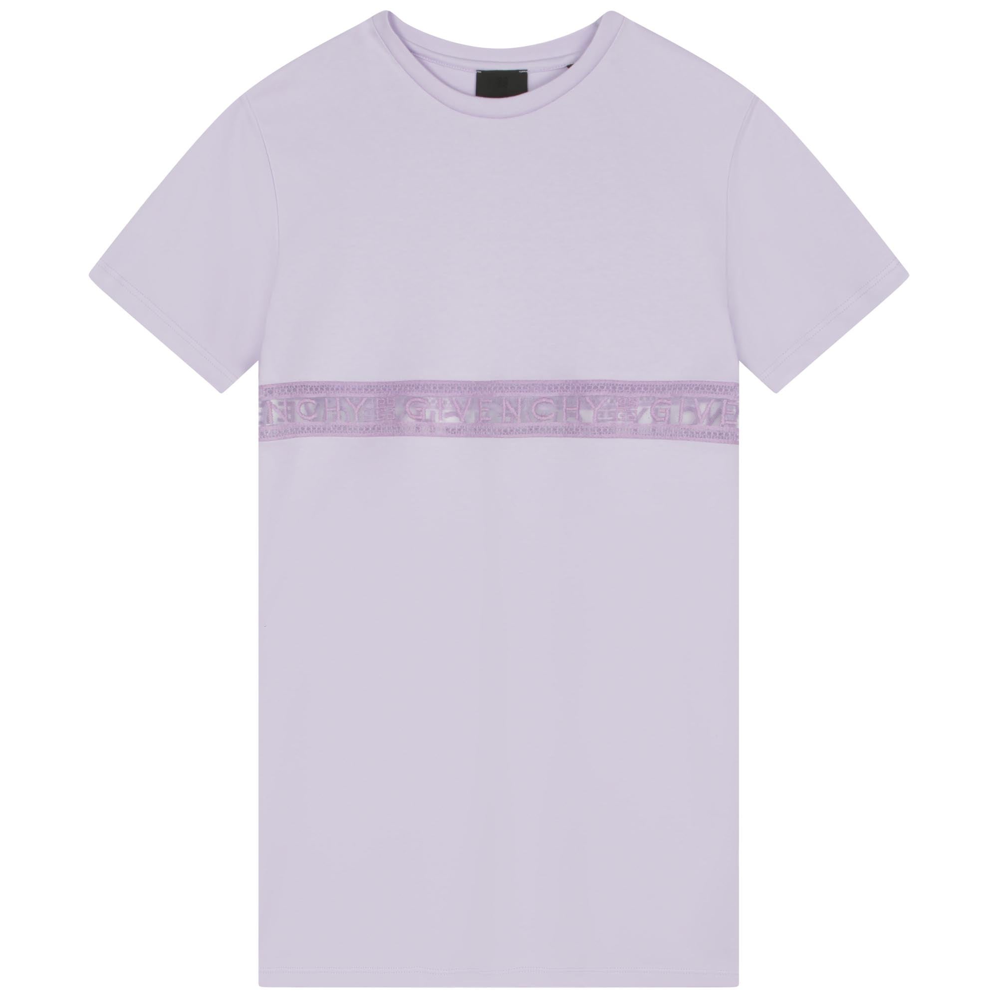 Girls Light Purple Logo Cotton Dress