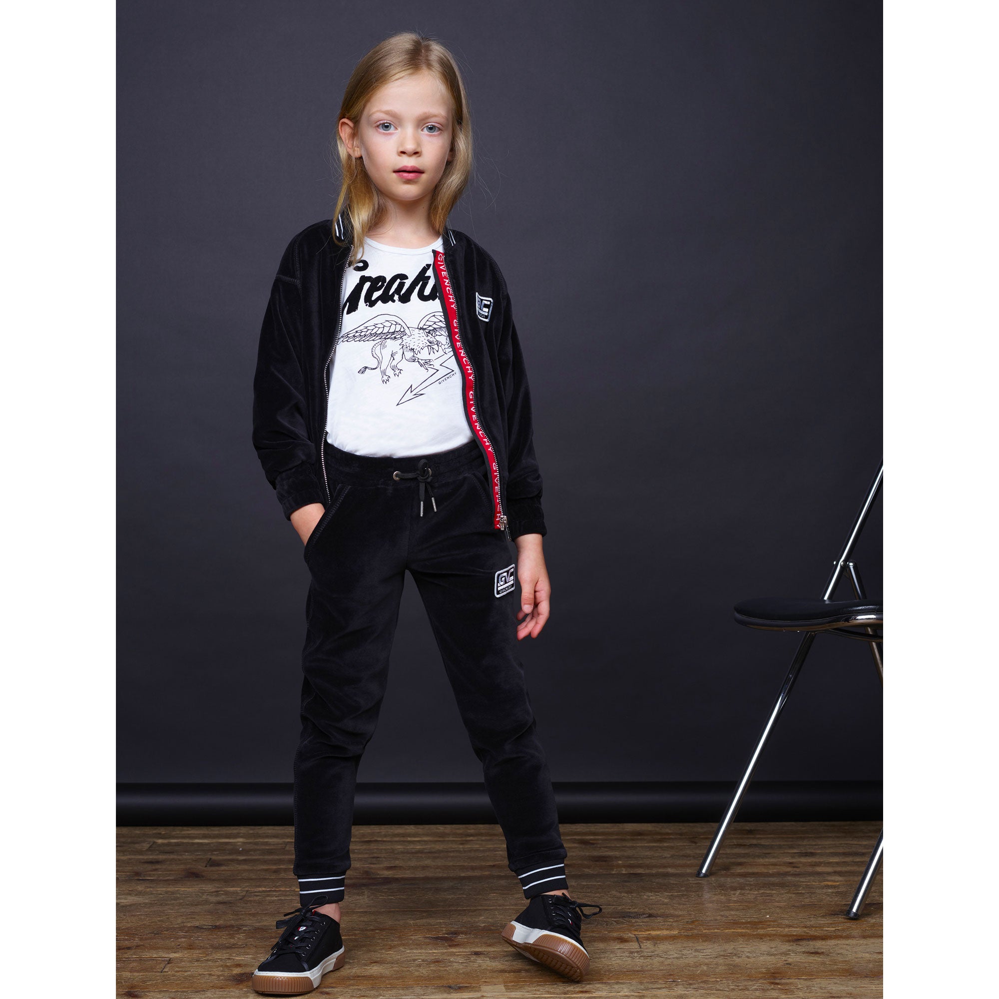 Girls Black Logo Cardigan