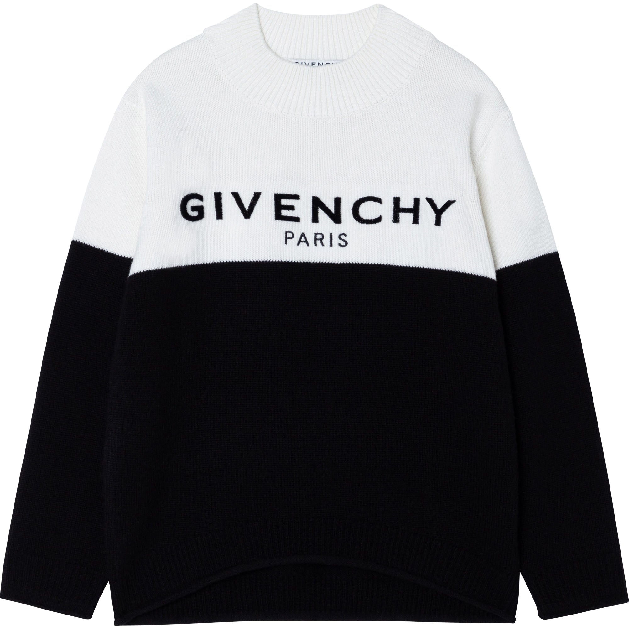 Girls Black & White Logo Wool Sweater