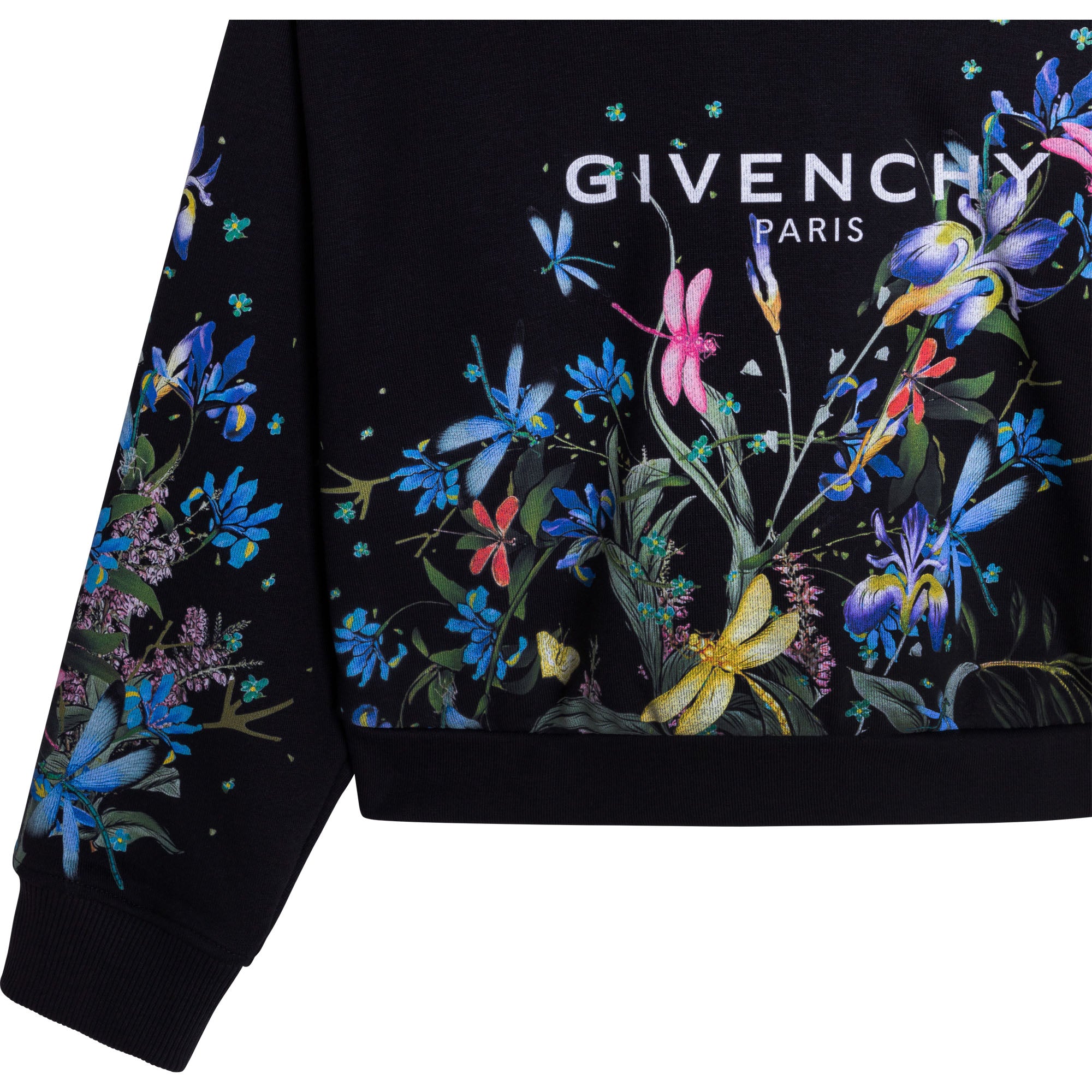 Girls Black Flowers Cotton Sweatshirt