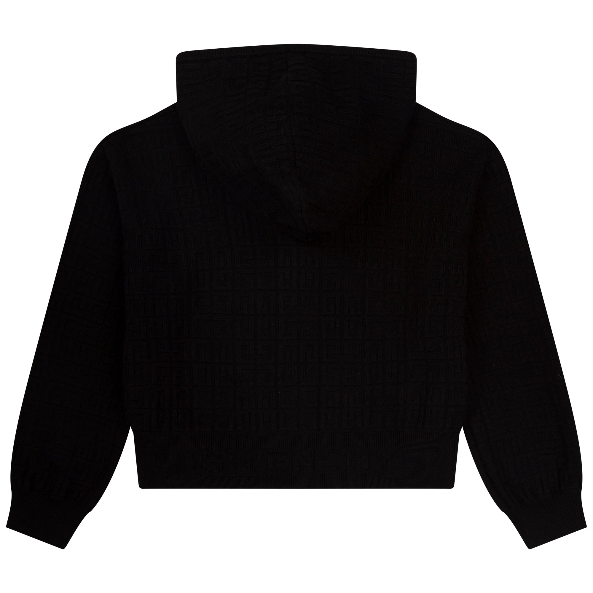 Girls Black Hooded Zip-Up Top