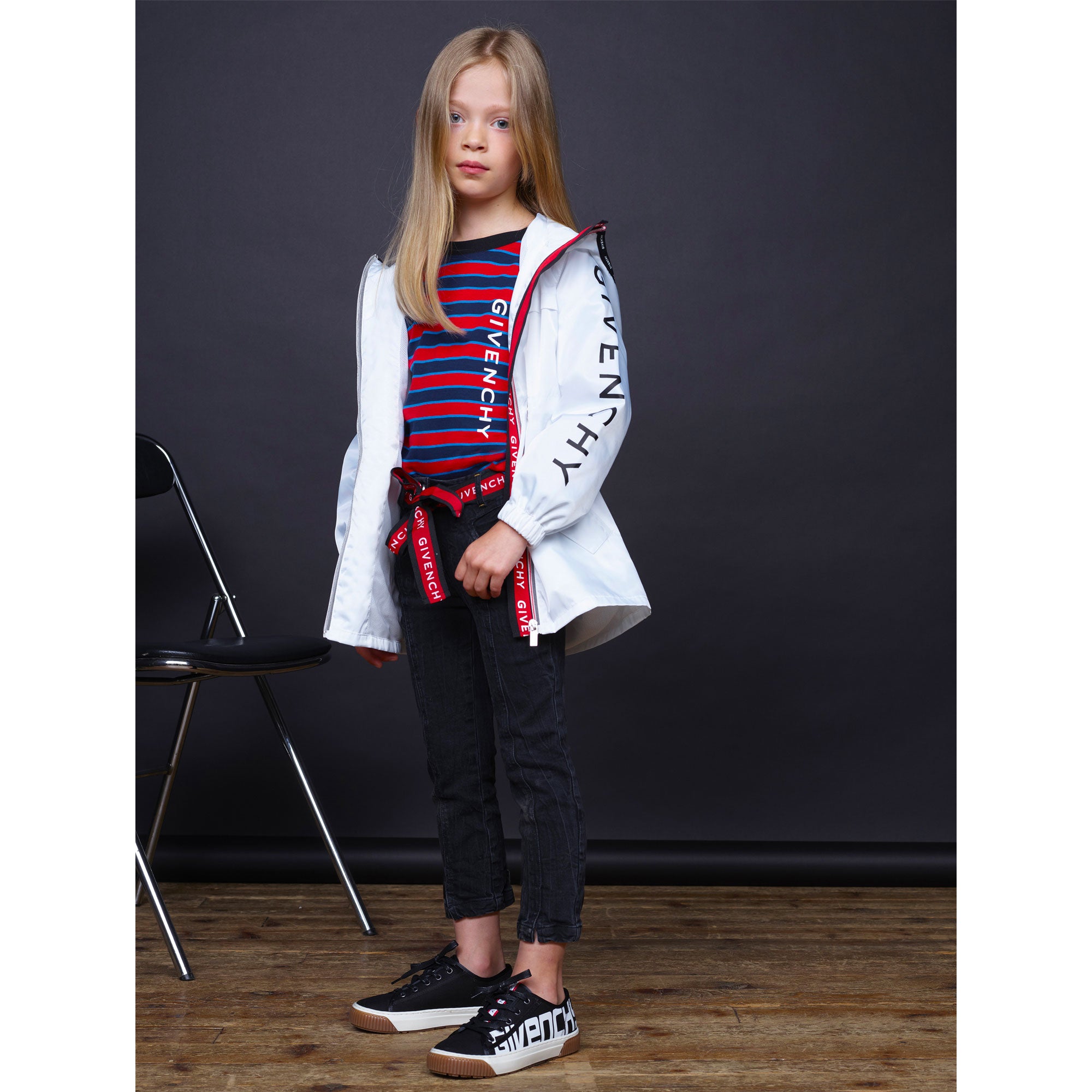 Girls White Logo Coat