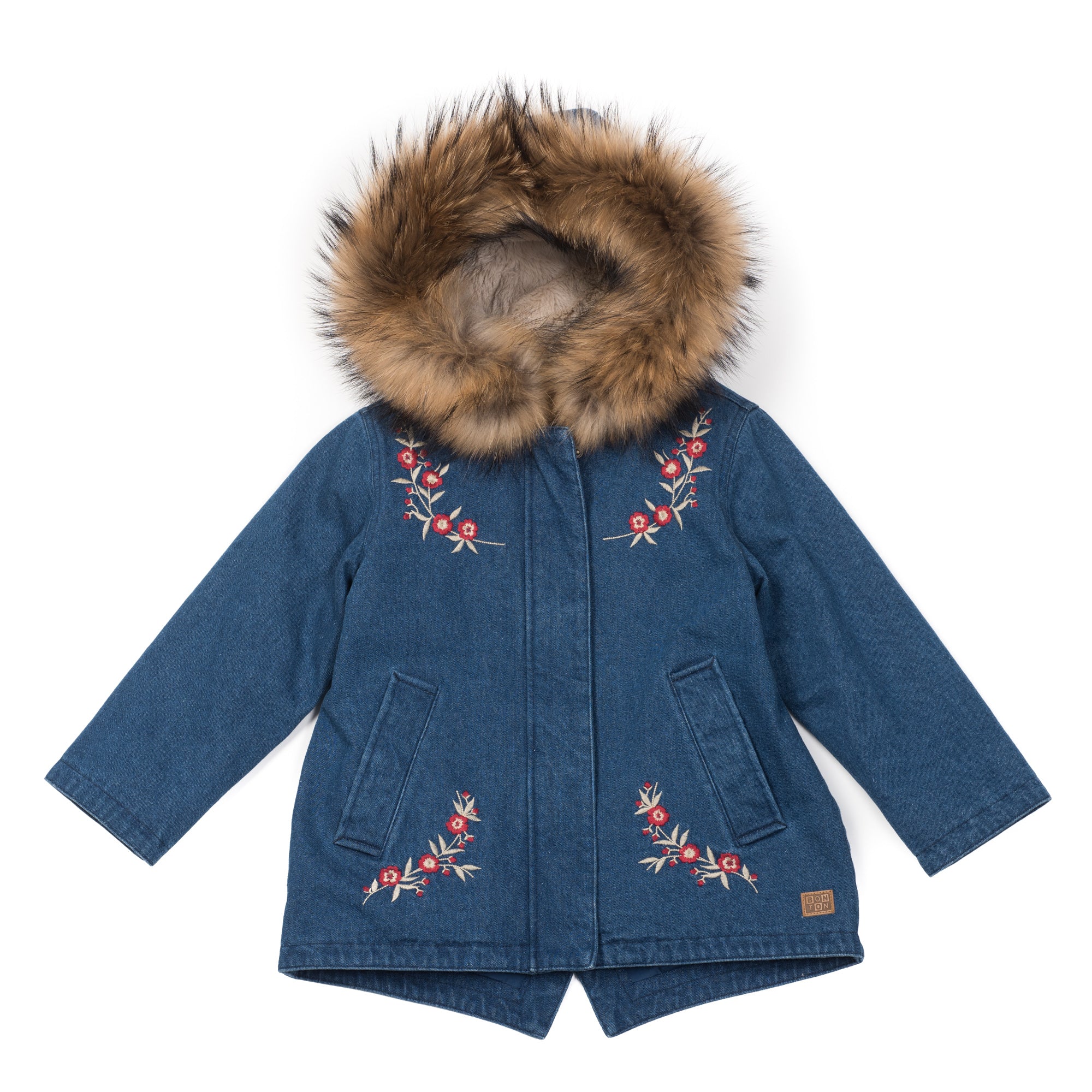 Girls Denim Blue Cotton Coat