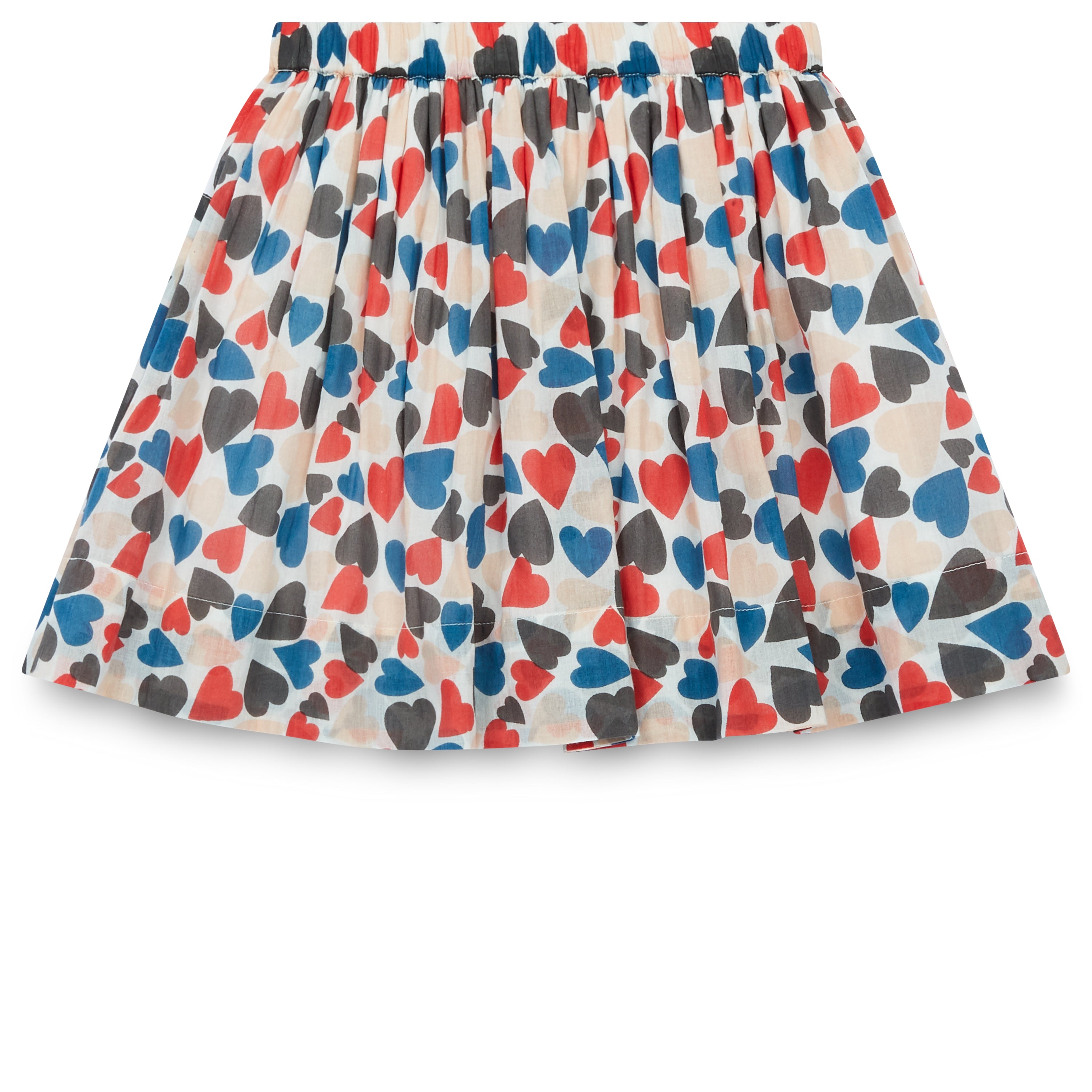 Girls Multicolor Heart Cotton Skirt