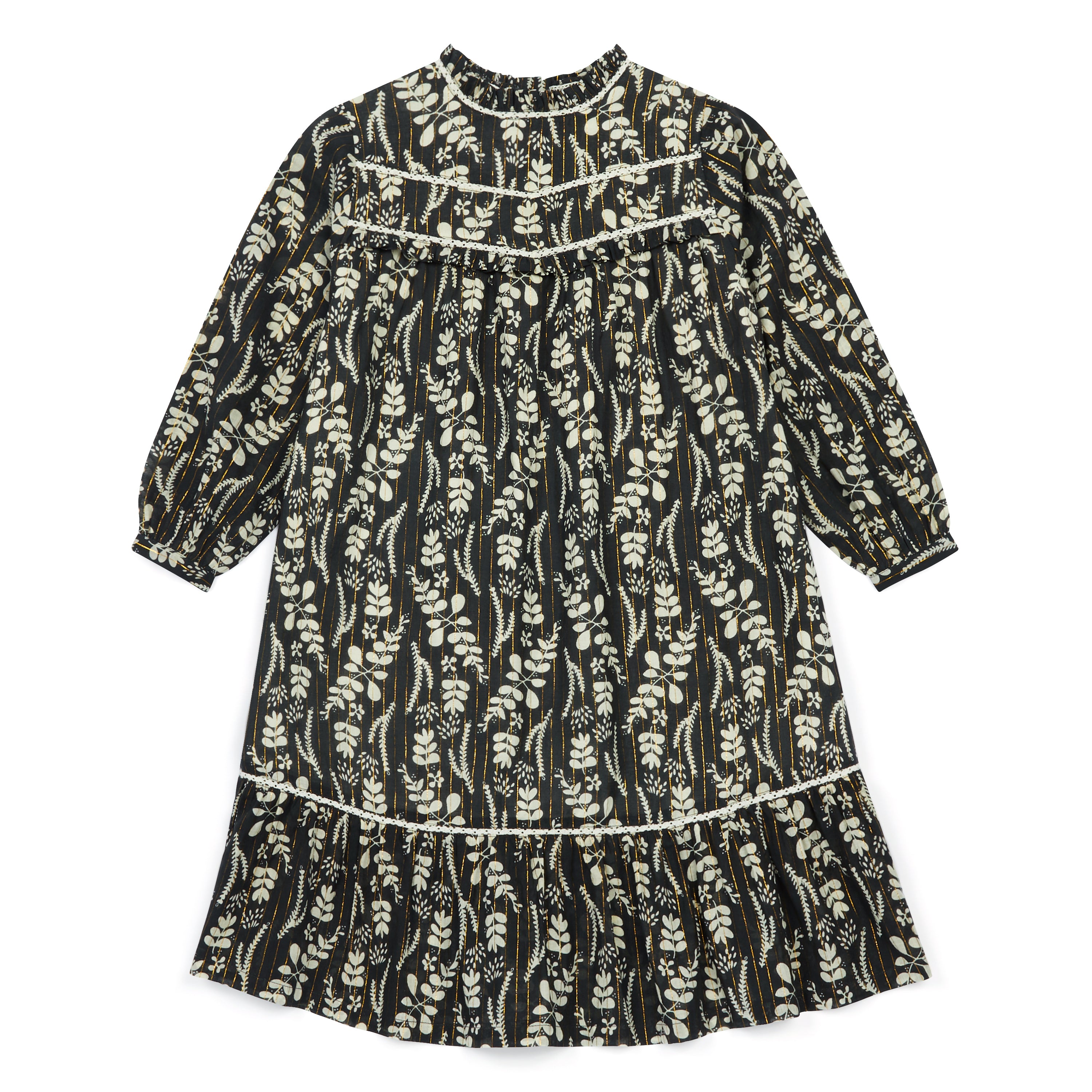 Girls Dark Blue Printing Cotton Dress