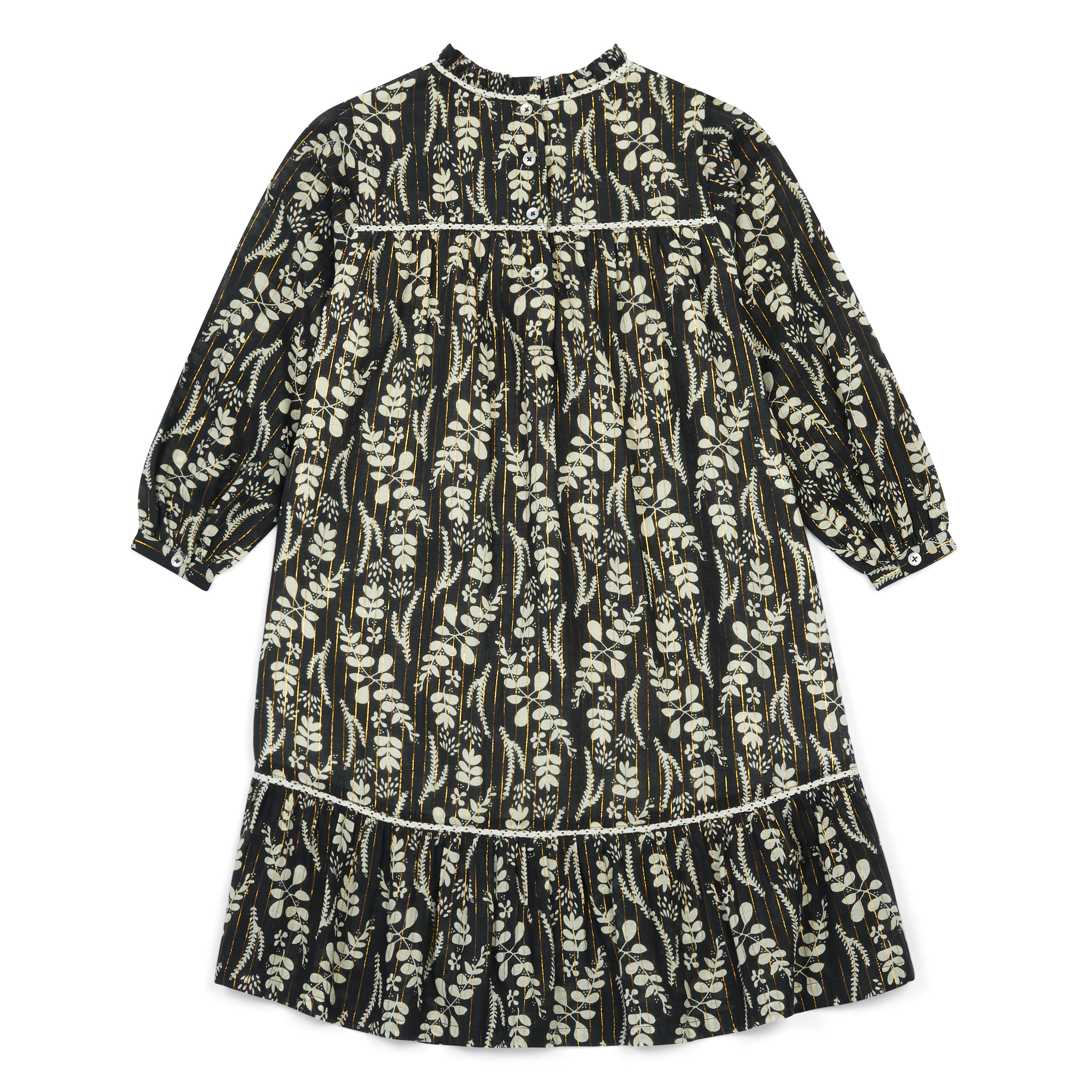 Girls Dark Blue Printing Cotton Dress