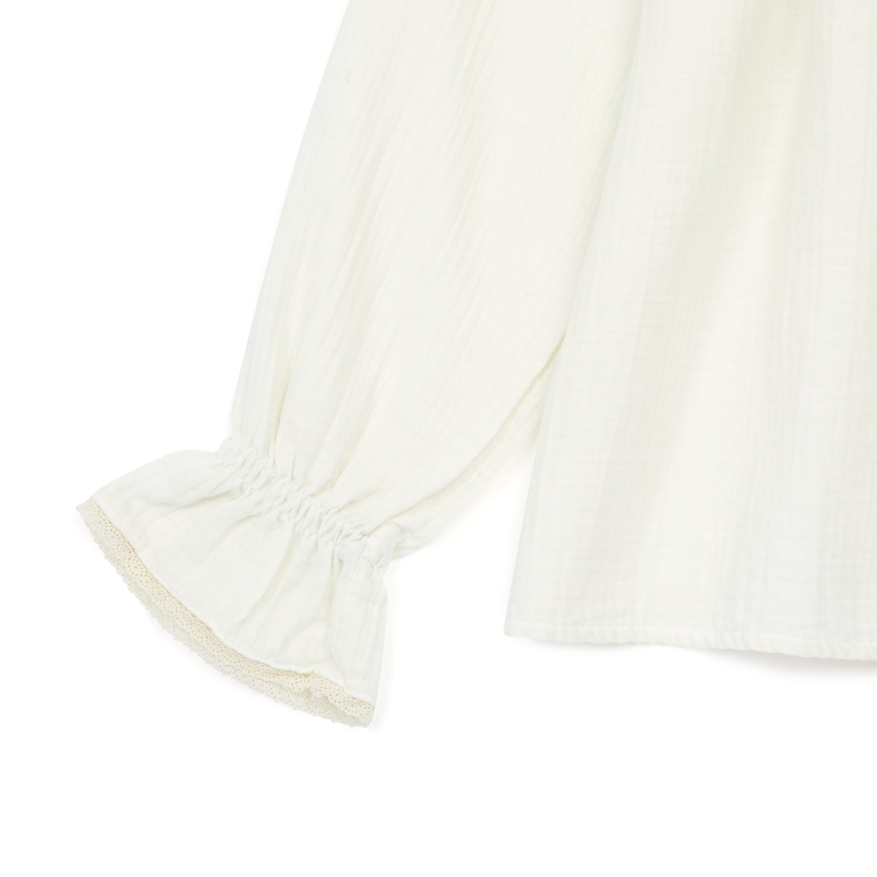 Girls White Lace Cotton Shirt