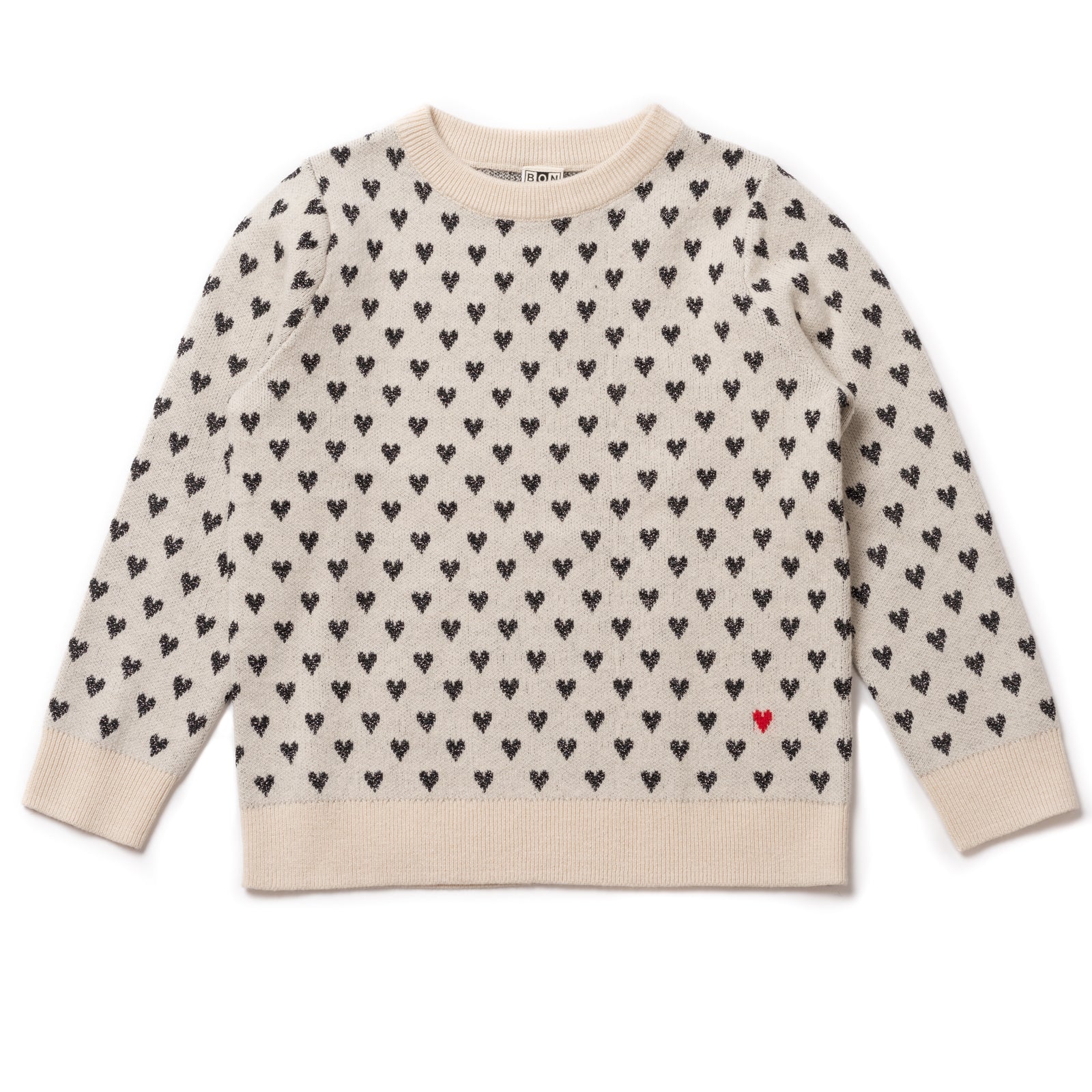 Girls Ecru Coeur Jacquard Jumper