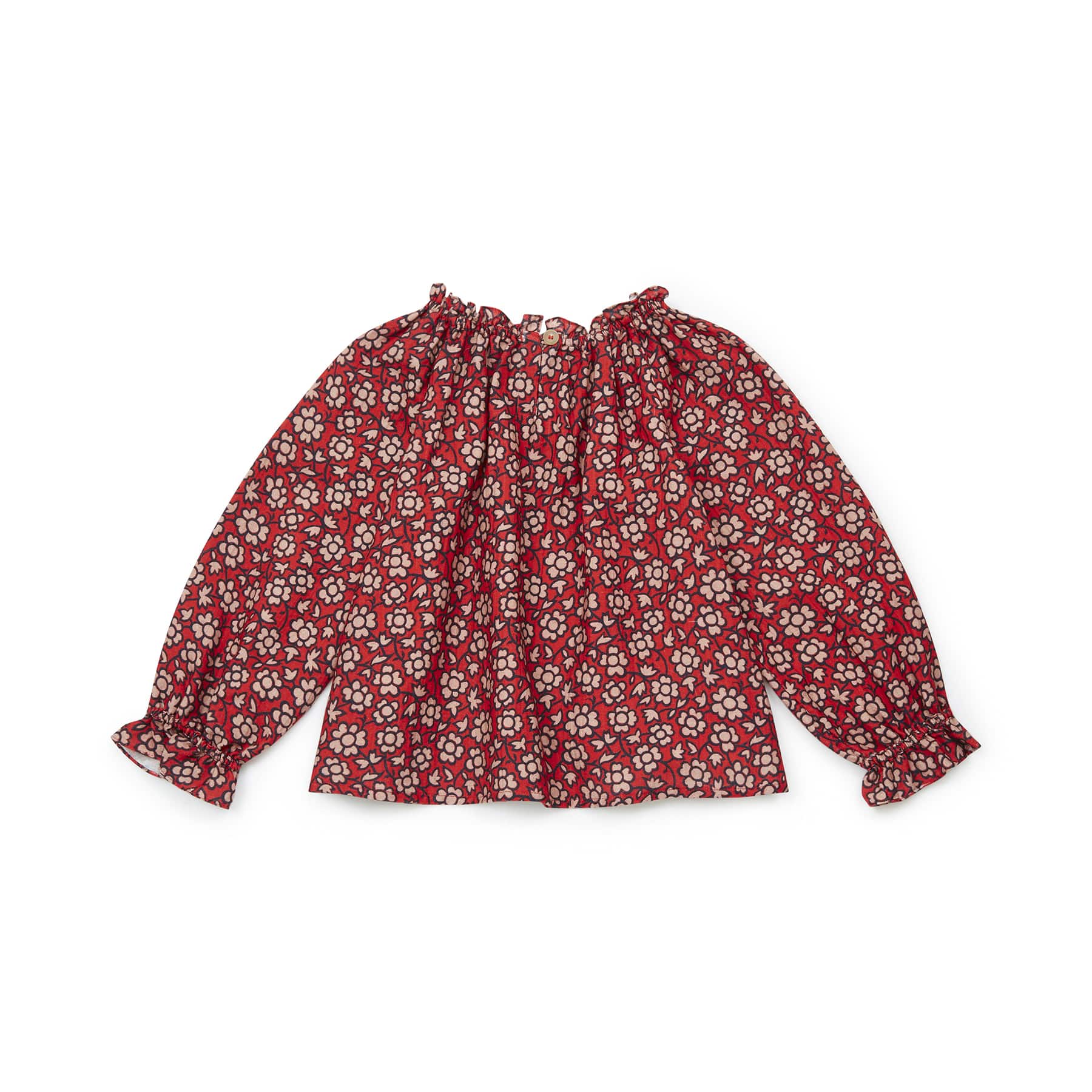 Girls Red Floral Cotton Top