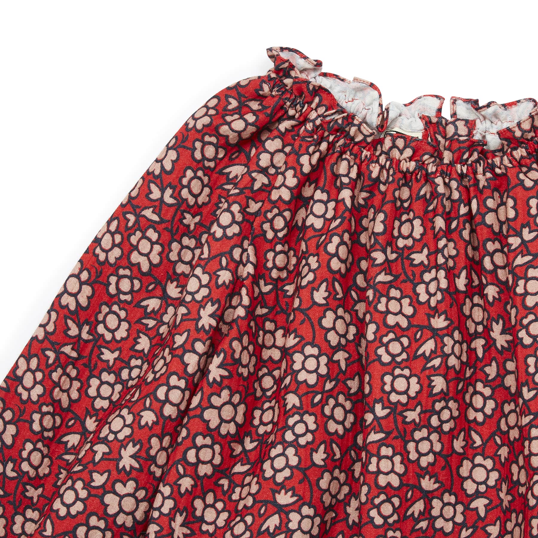 Girls Red Floral Cotton Top