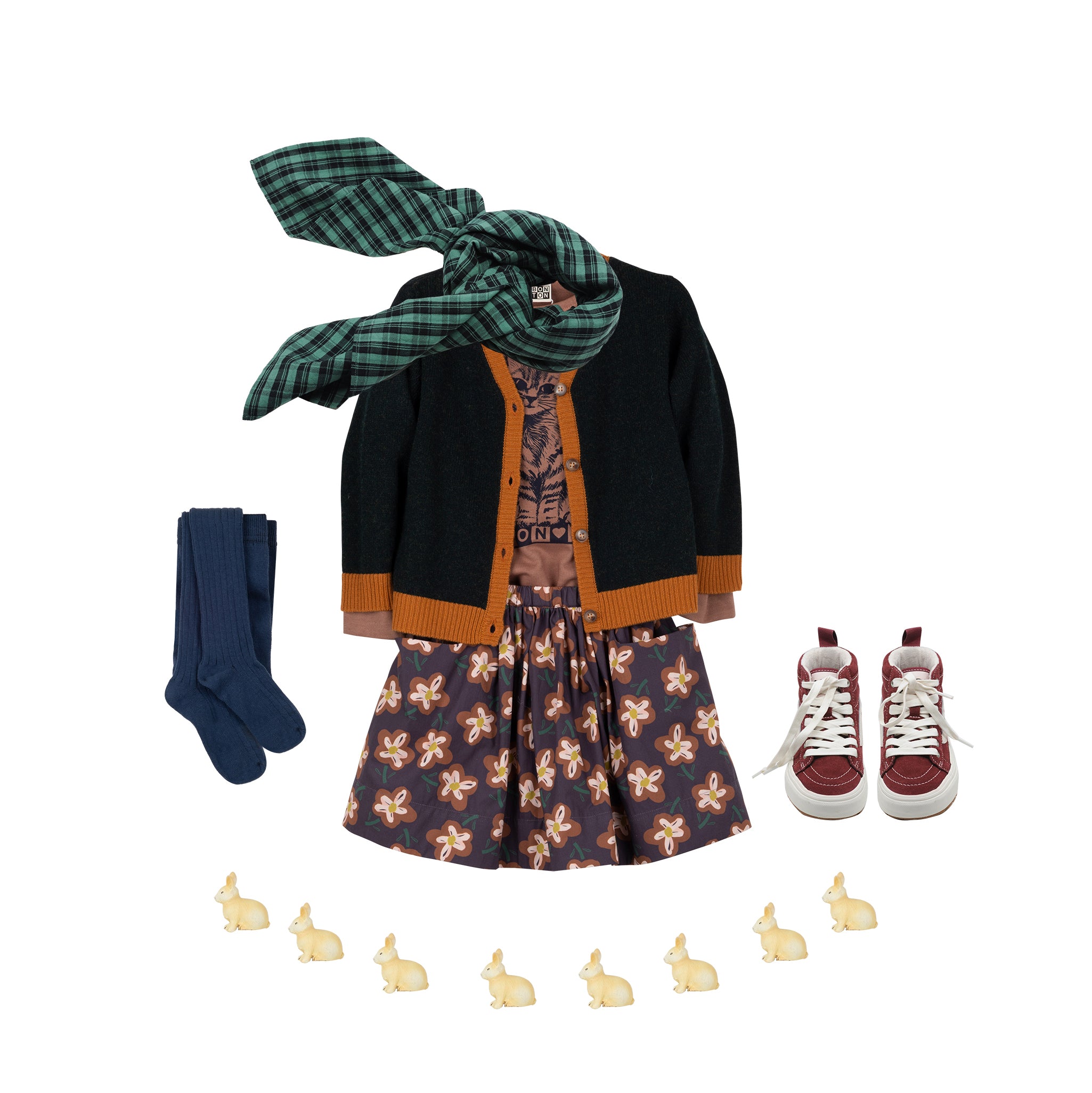 Girls Brown Printed Cotton T-Shirt