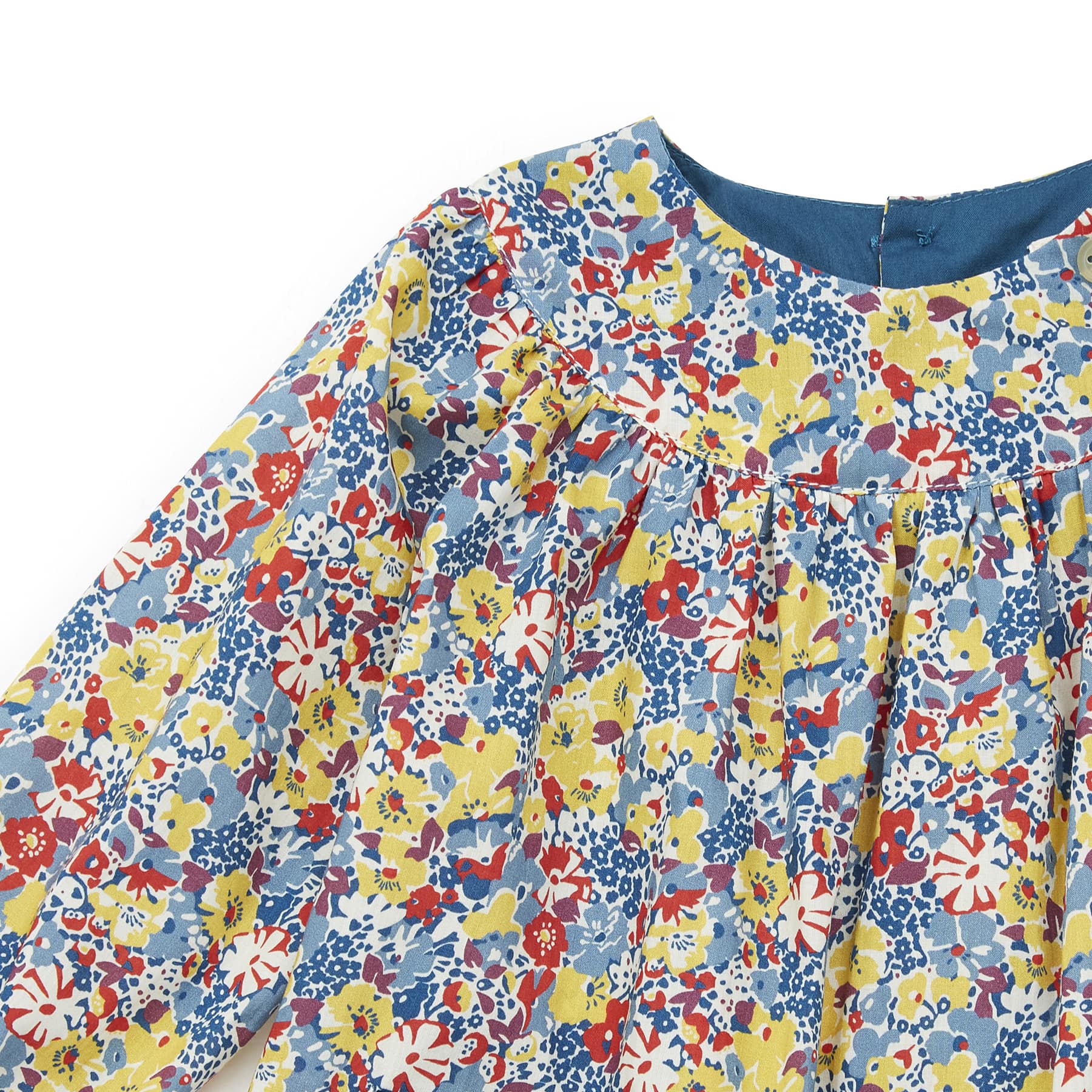 Baby Girls Blue Floral Cotton Dress