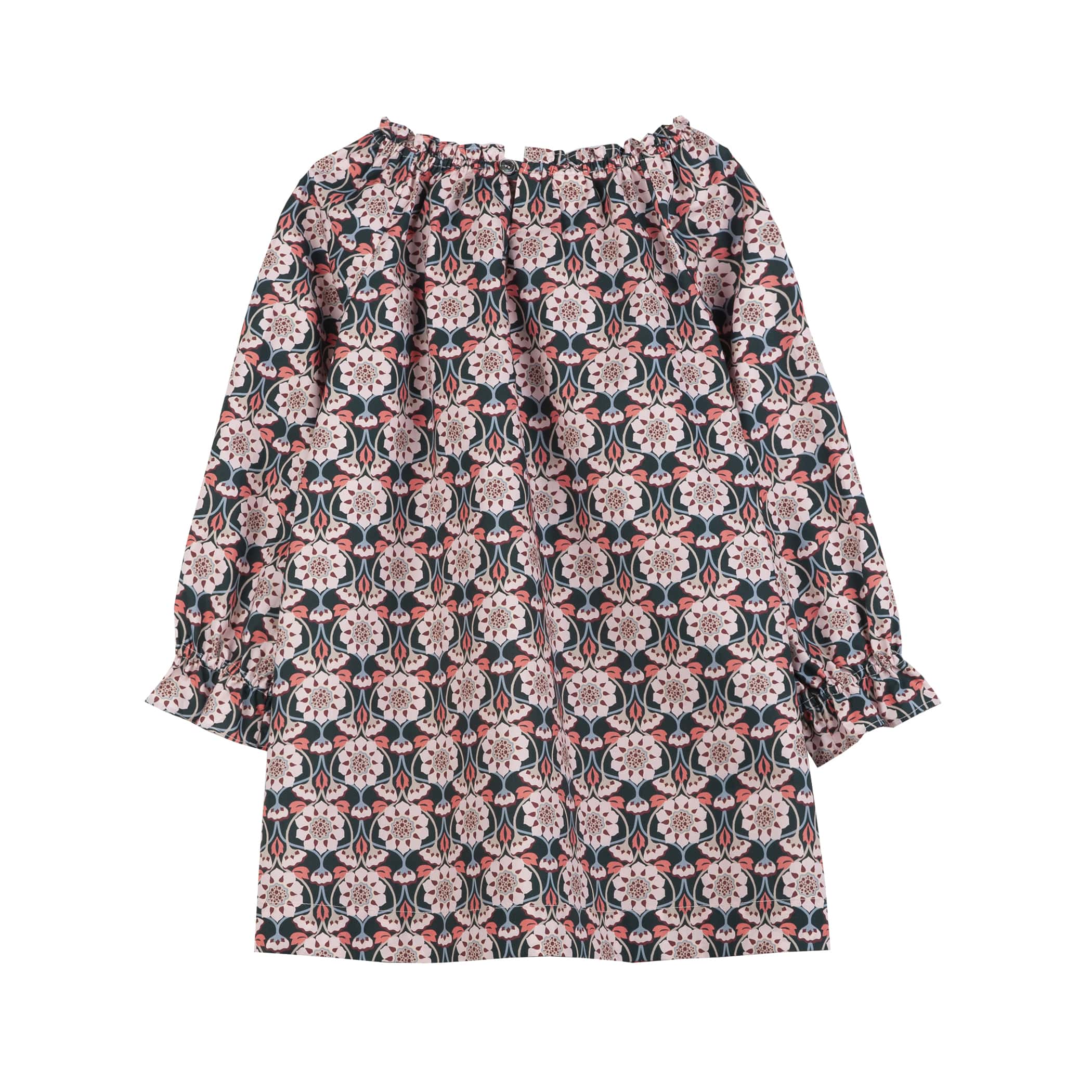 Girls Pink Flowers Cotton Dress