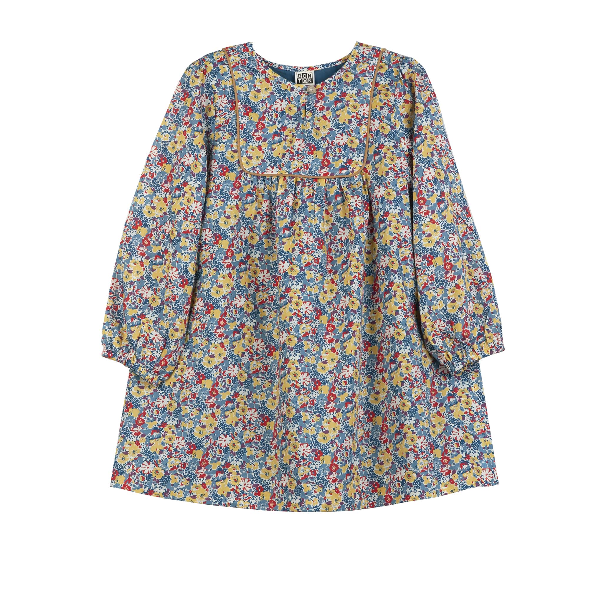 Girls Light Blue Floral Cotton Dress