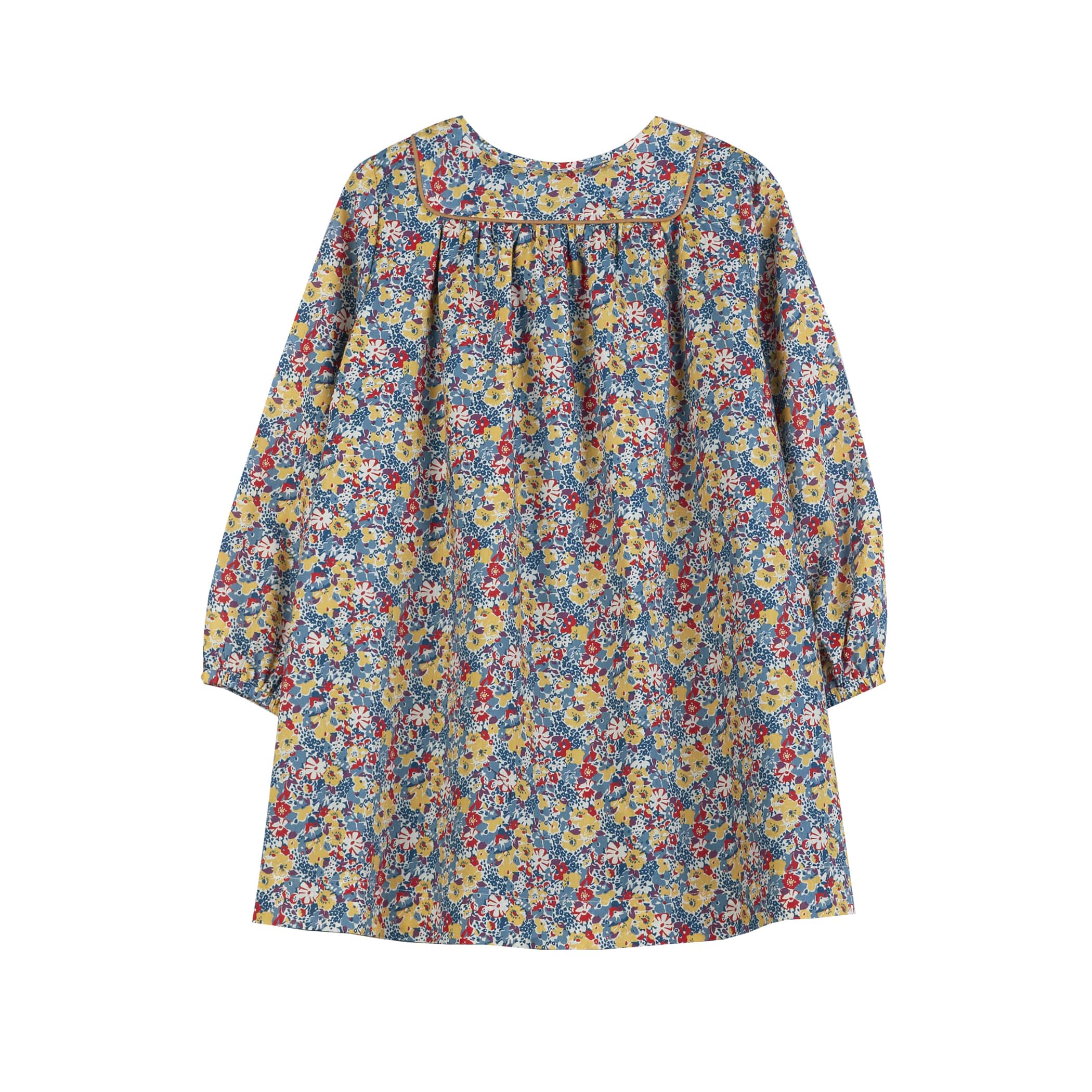Girls Light Blue Floral Cotton Dress