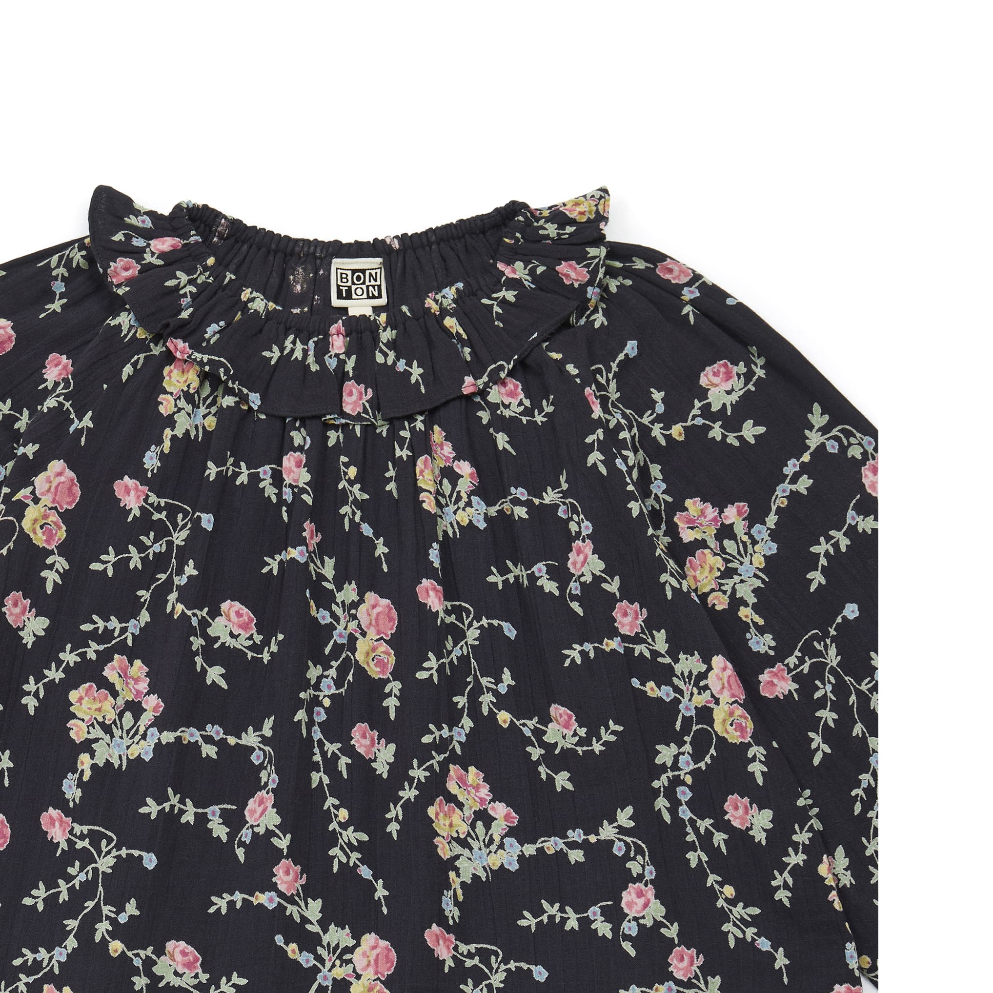 Girls Black Printed Cotton Dress
