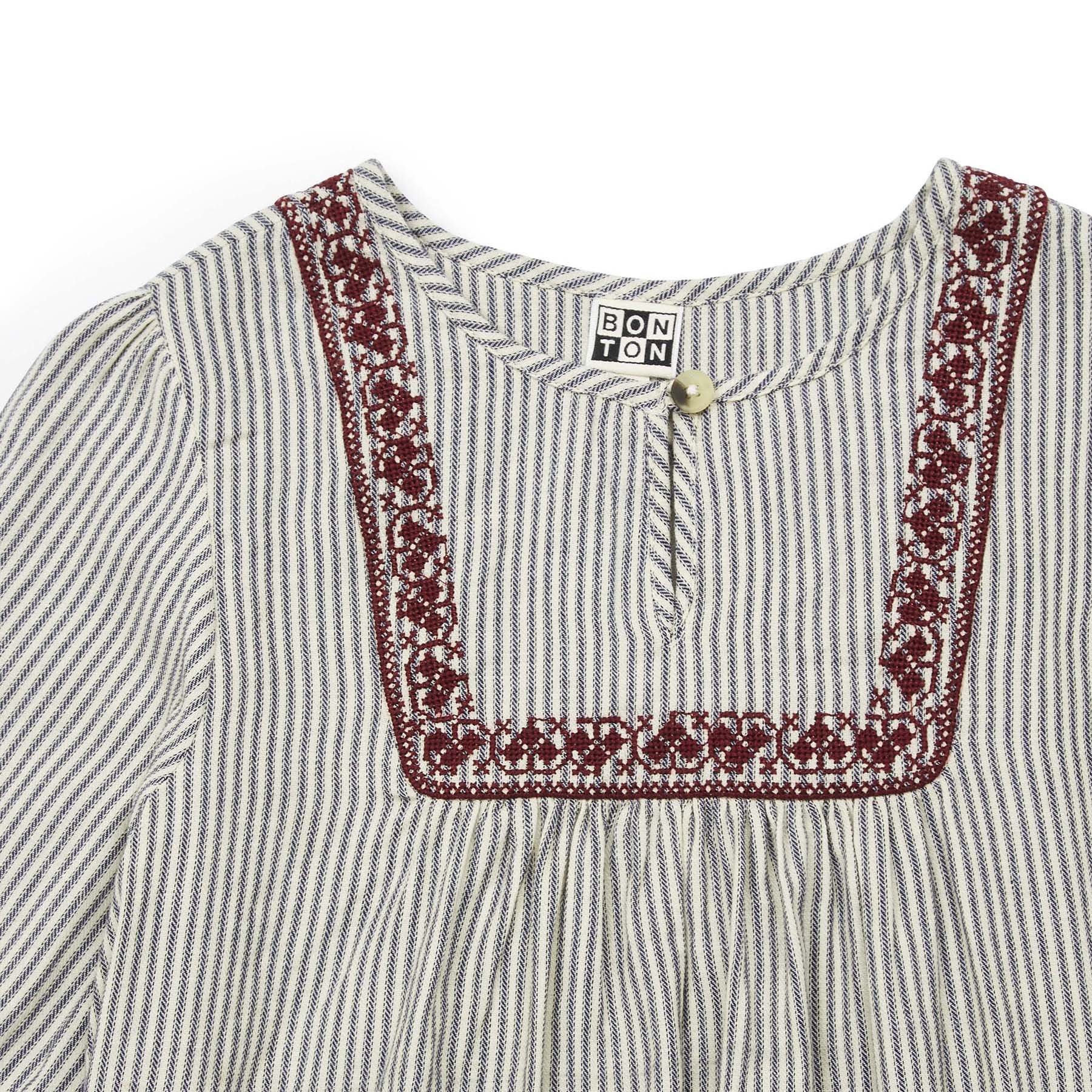 Girls Black Stripes Cotton Shirt