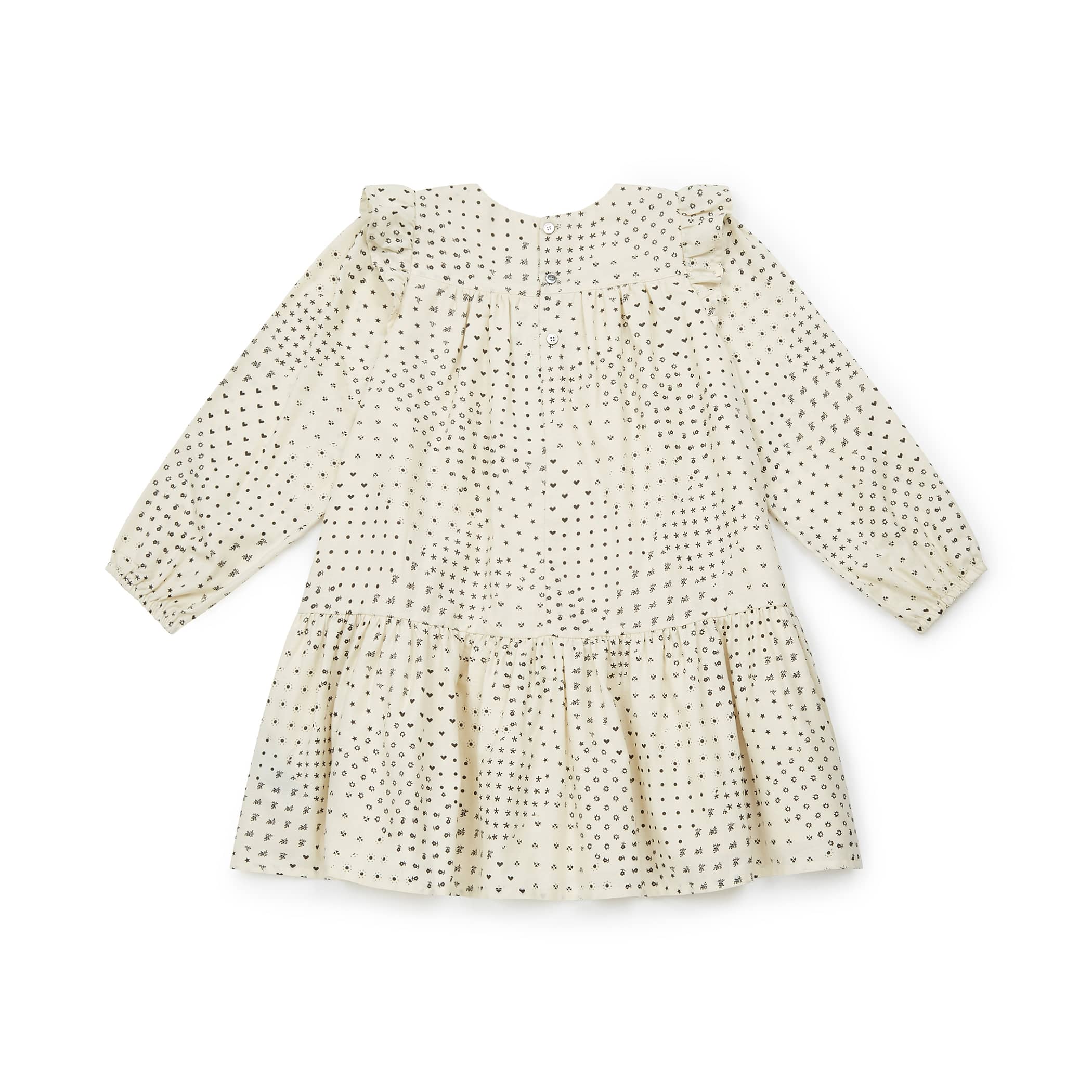 Girls White Printed Cotton Dress