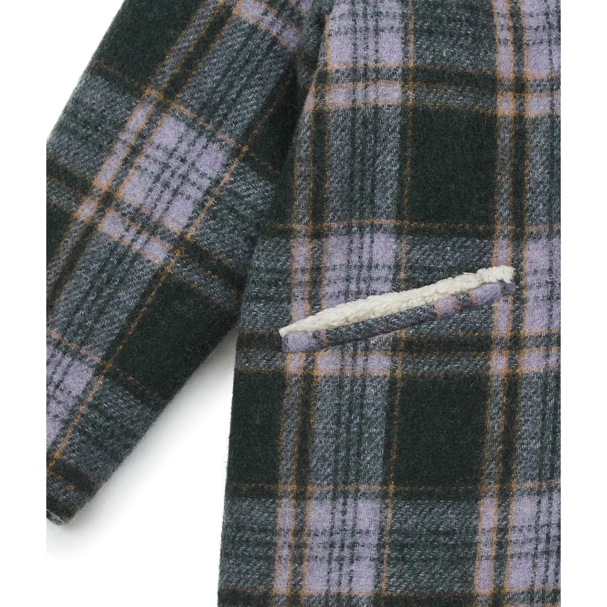 Girls Mauve Check Wool Coat