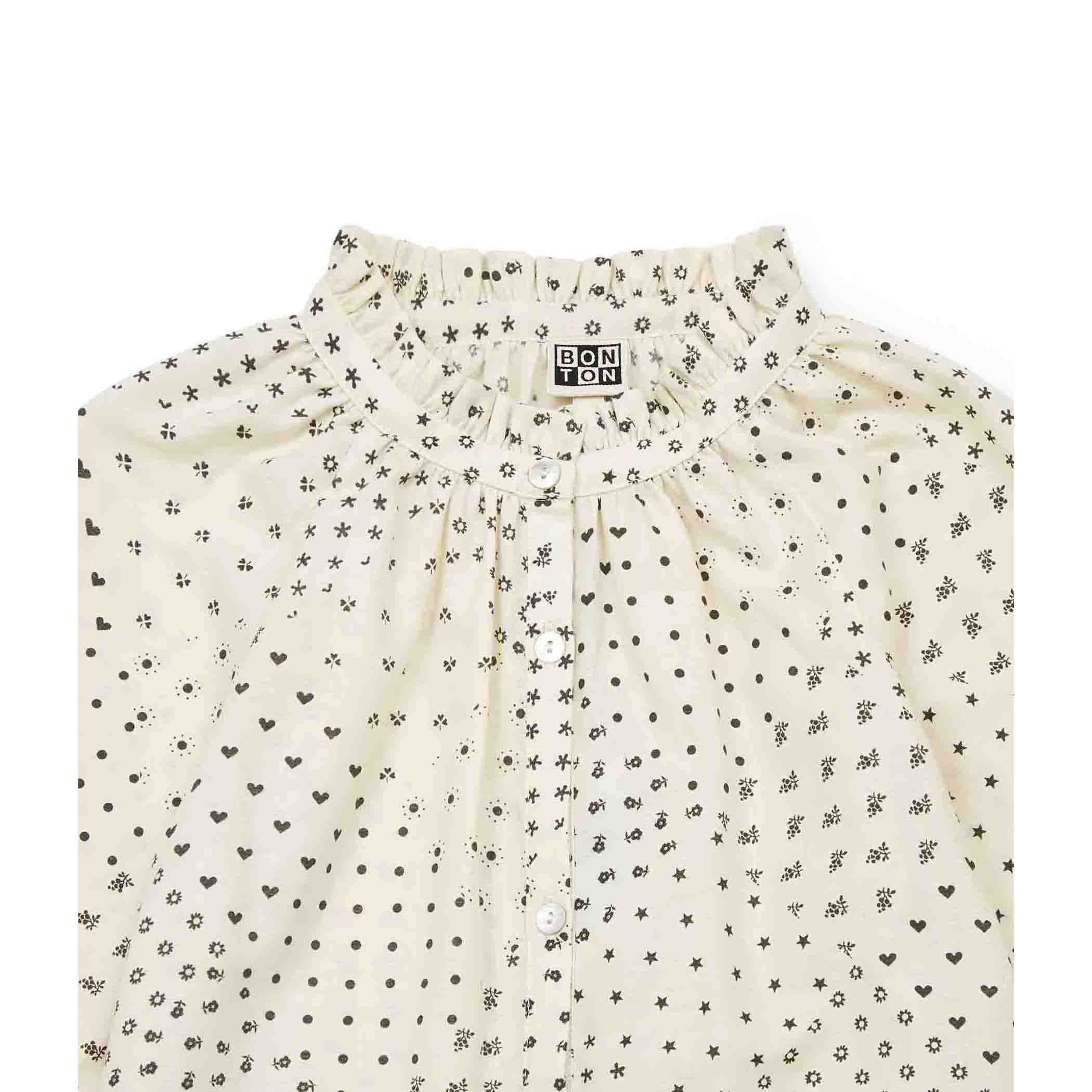 Girls White Printed Cotton Shirt