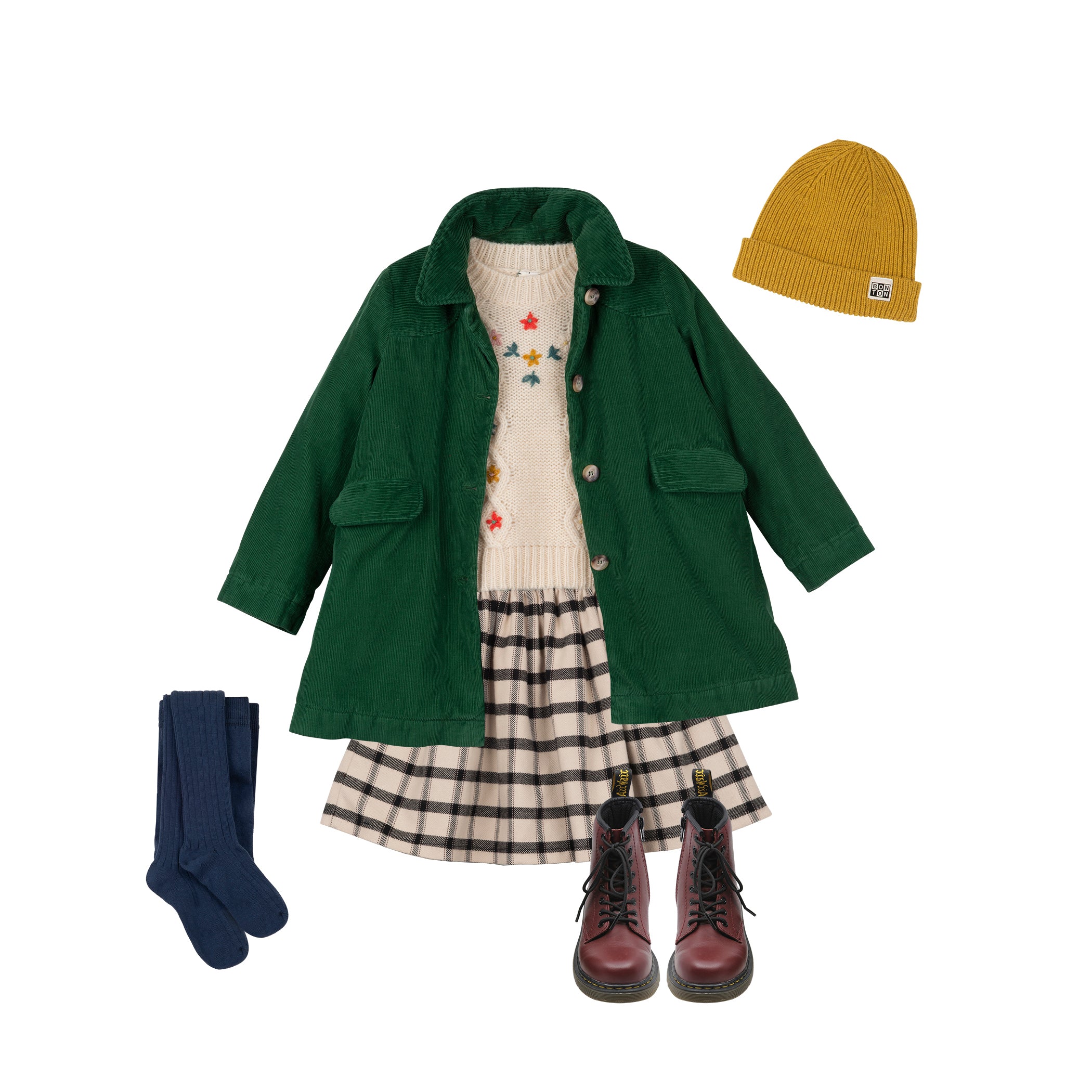 Girls Green Velvet Coat