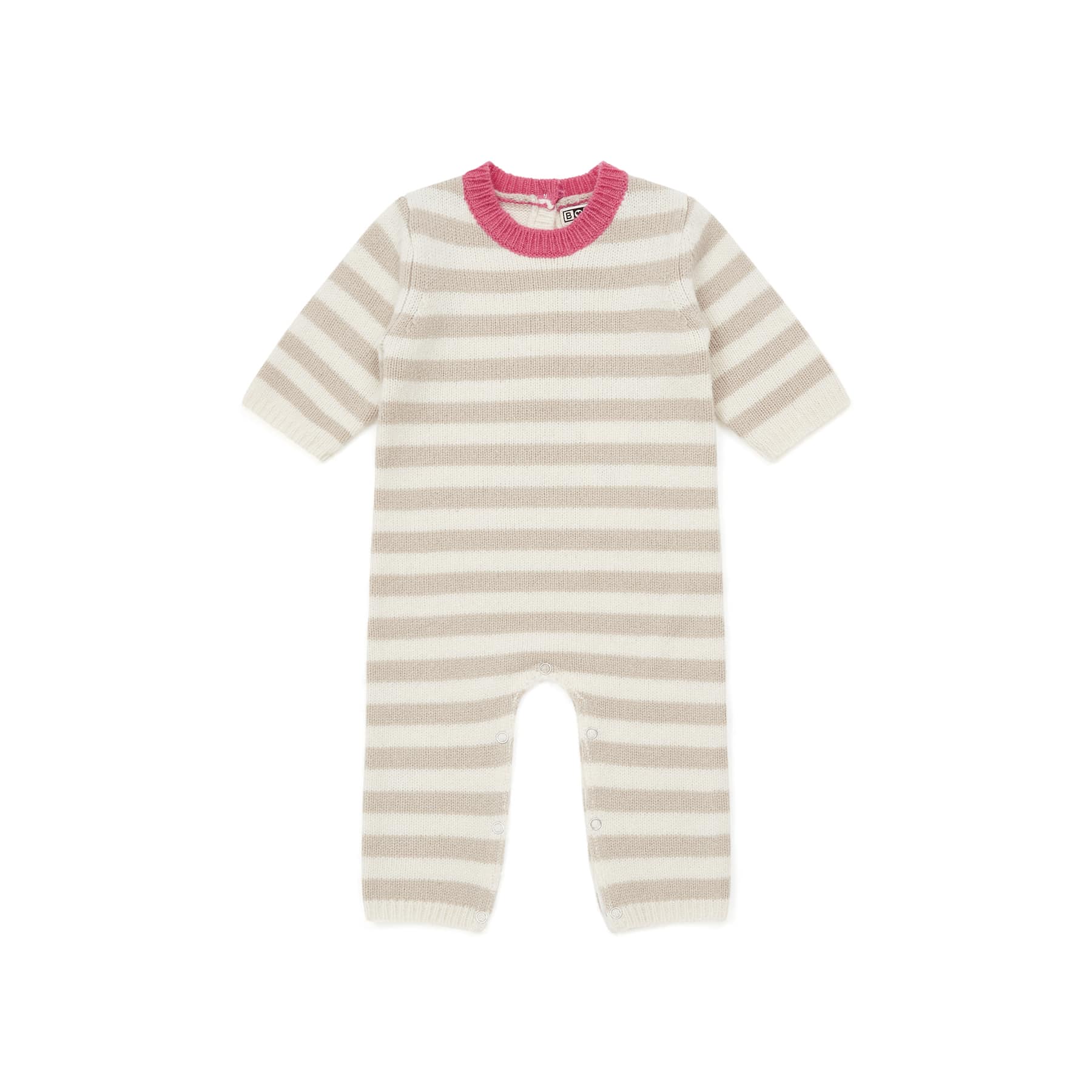 Baby Girls Beige Stripes Babysuit