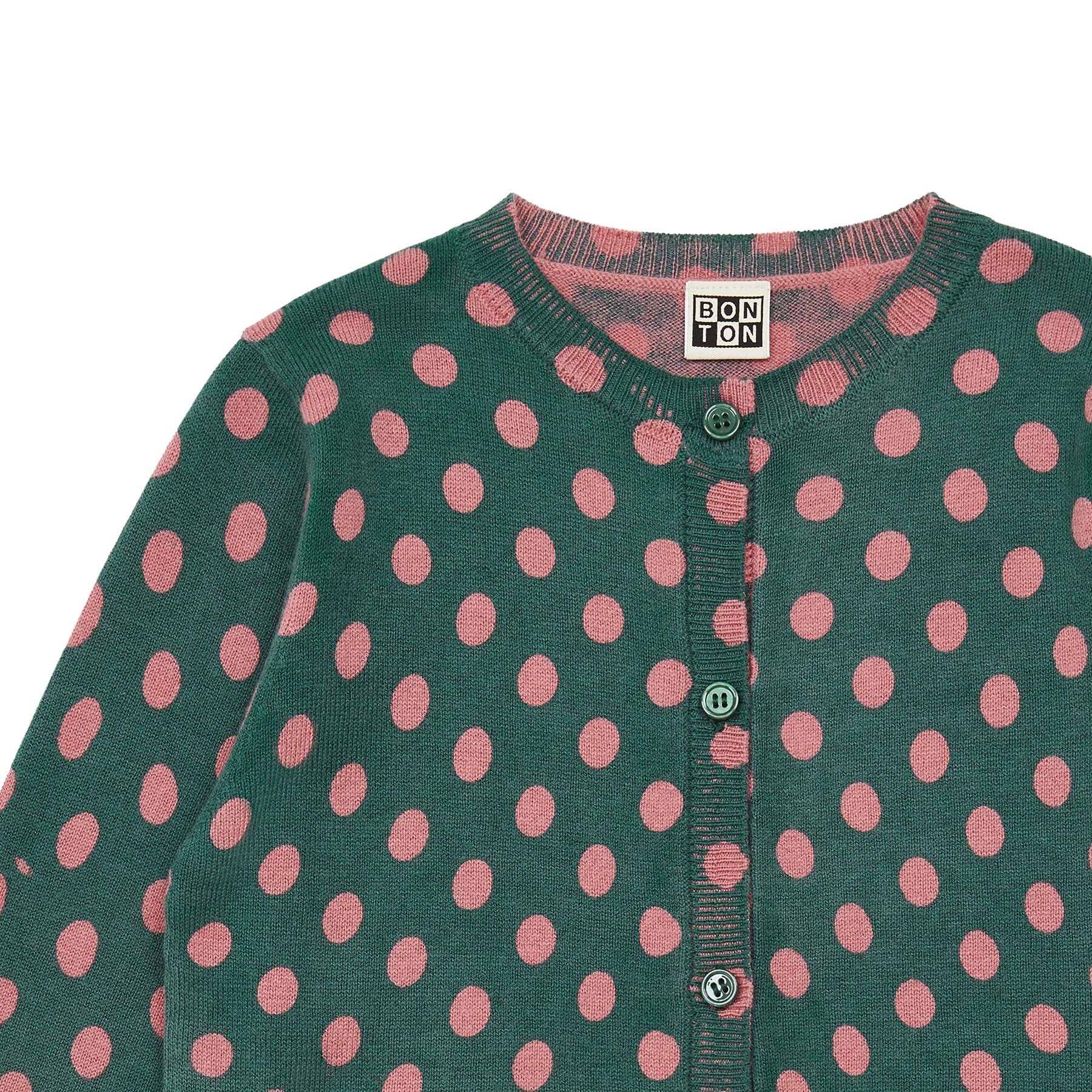 Girls Green Dots Cardigan