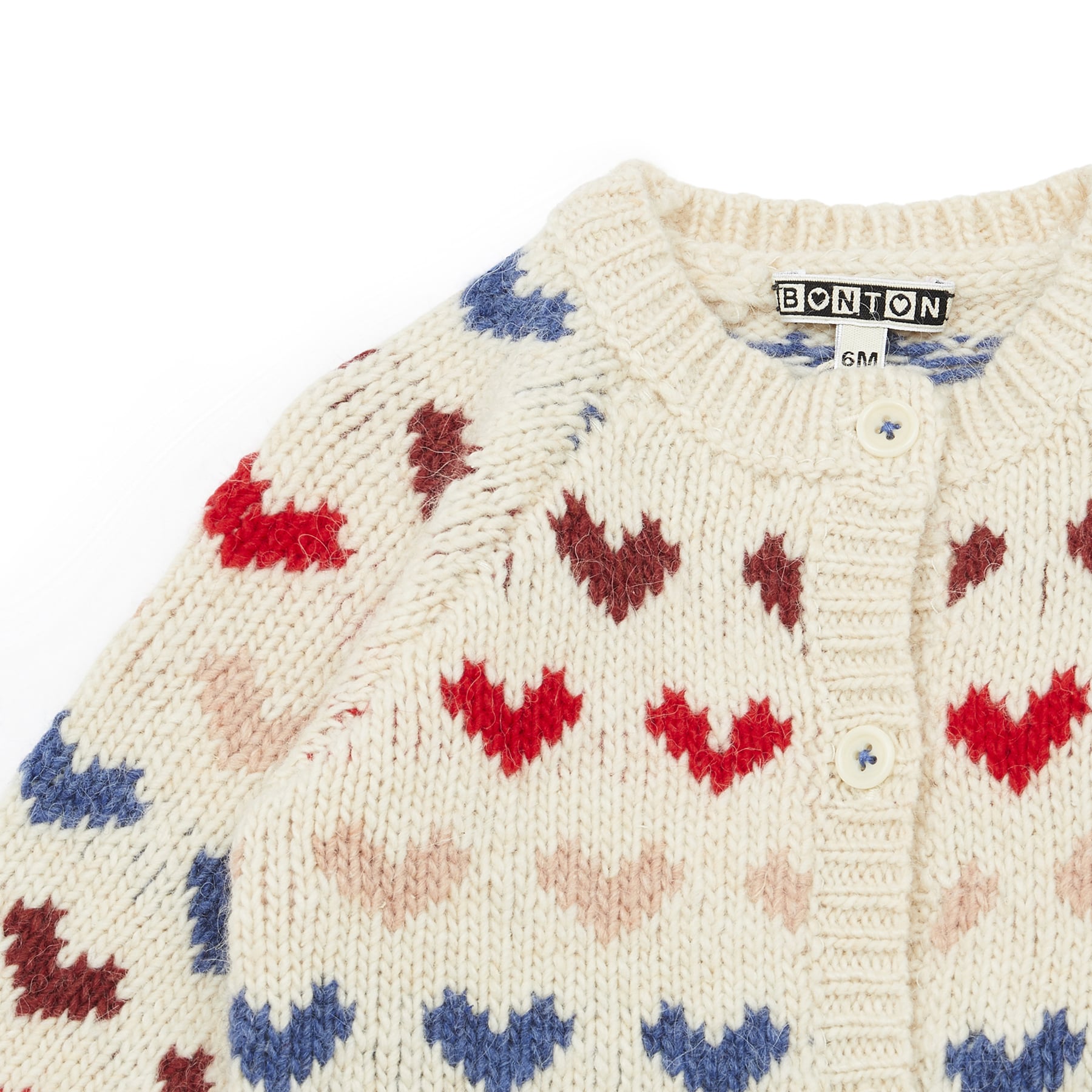 Baby Girls White Heart Knit Cardigan