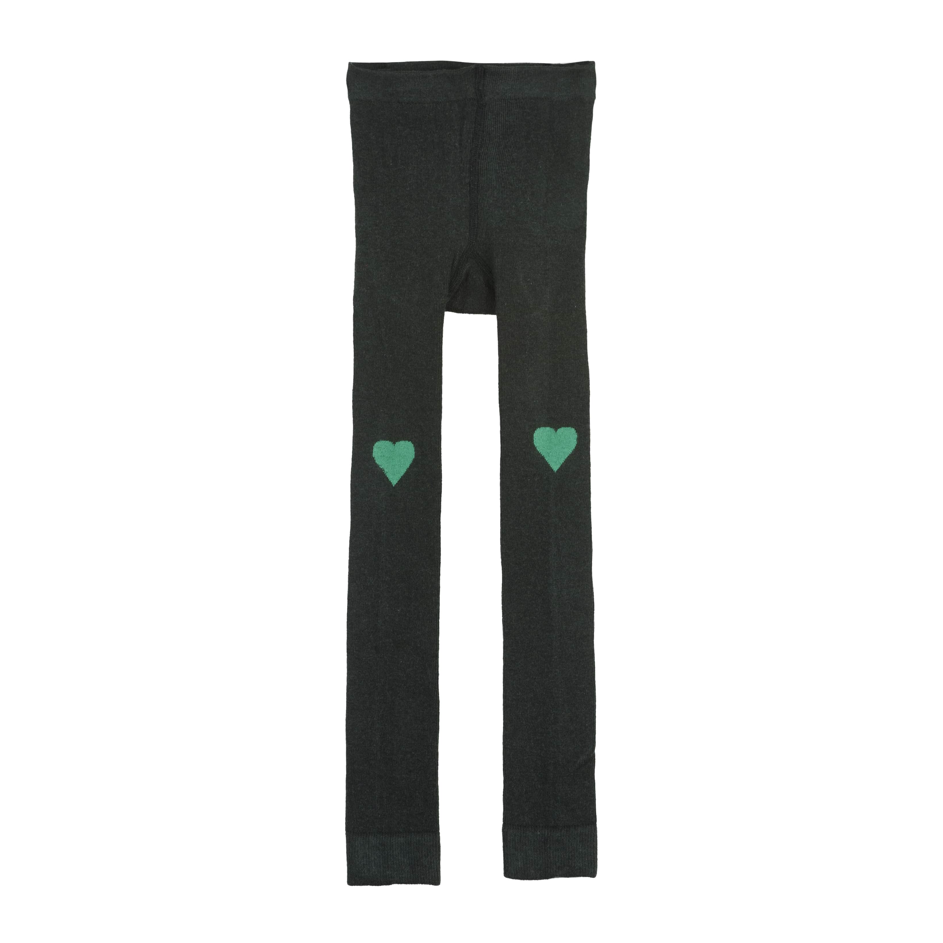 Girls Dark Grey Heart Cotton Tights