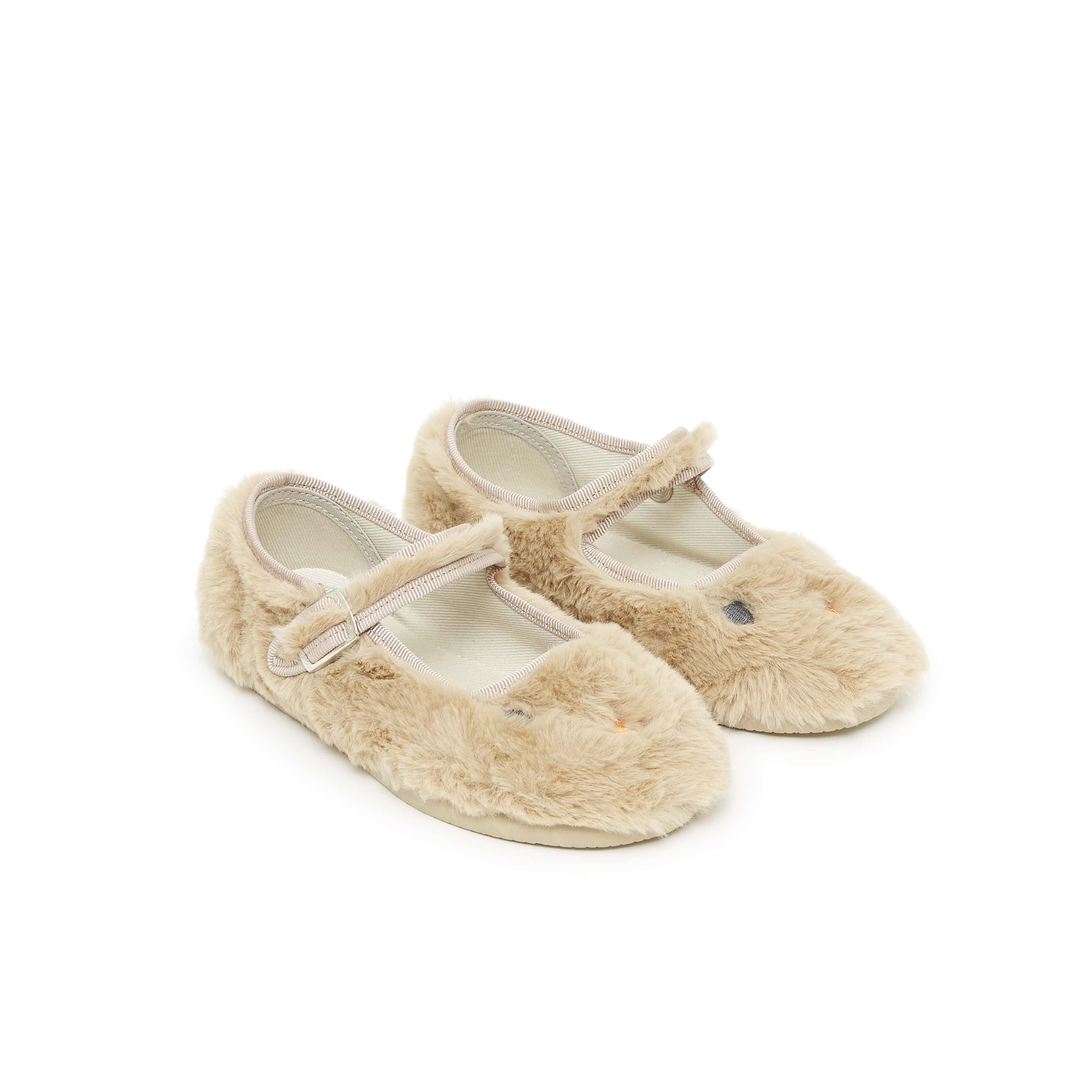 Girls Beige Buckled Shoes