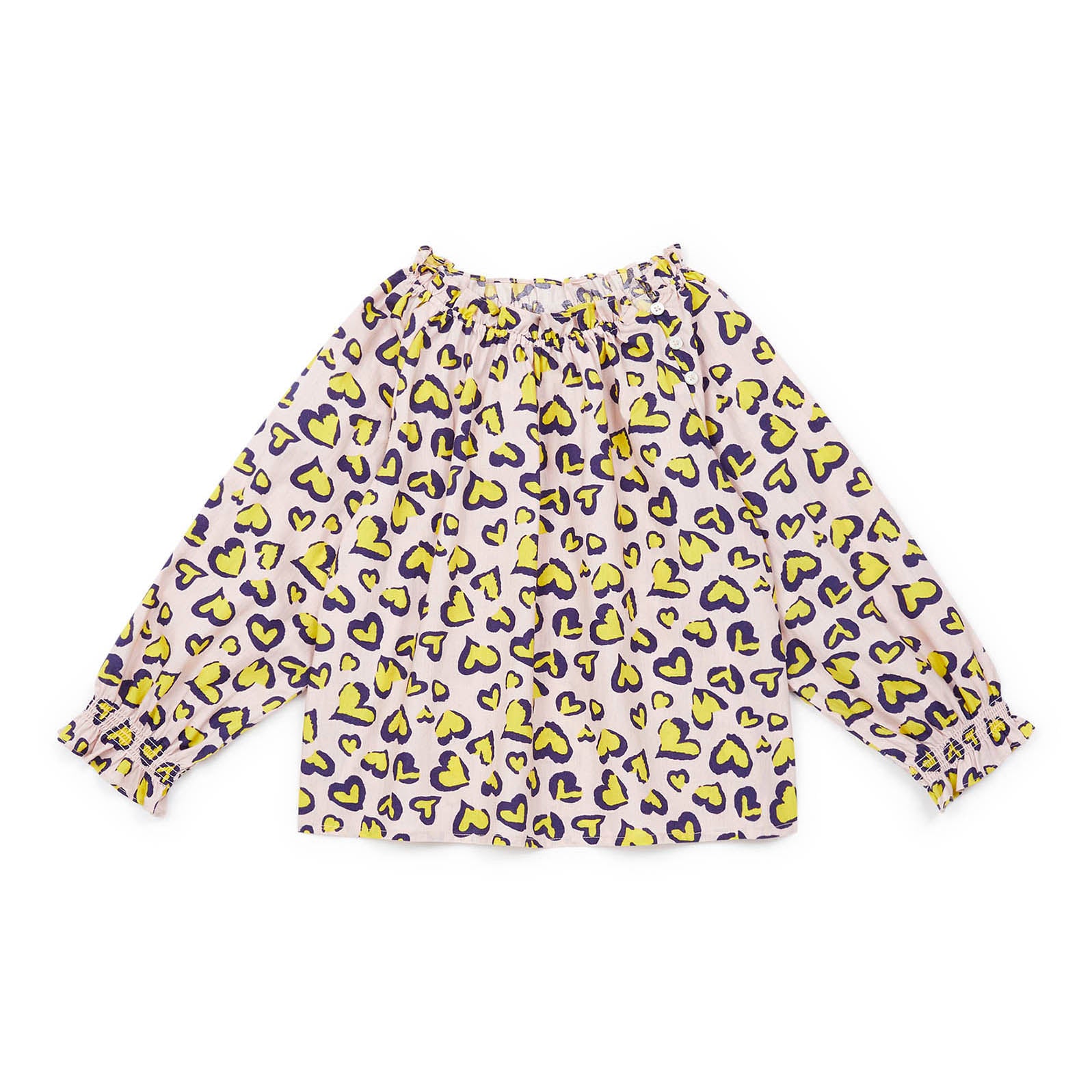 Girls Pink Heart Cotton Top