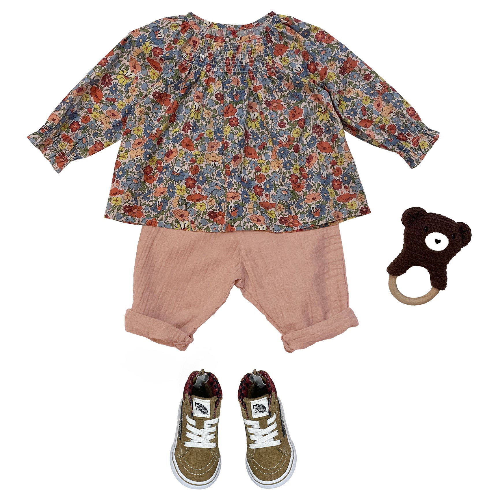 Baby Girls Blue Floral Cotton Top