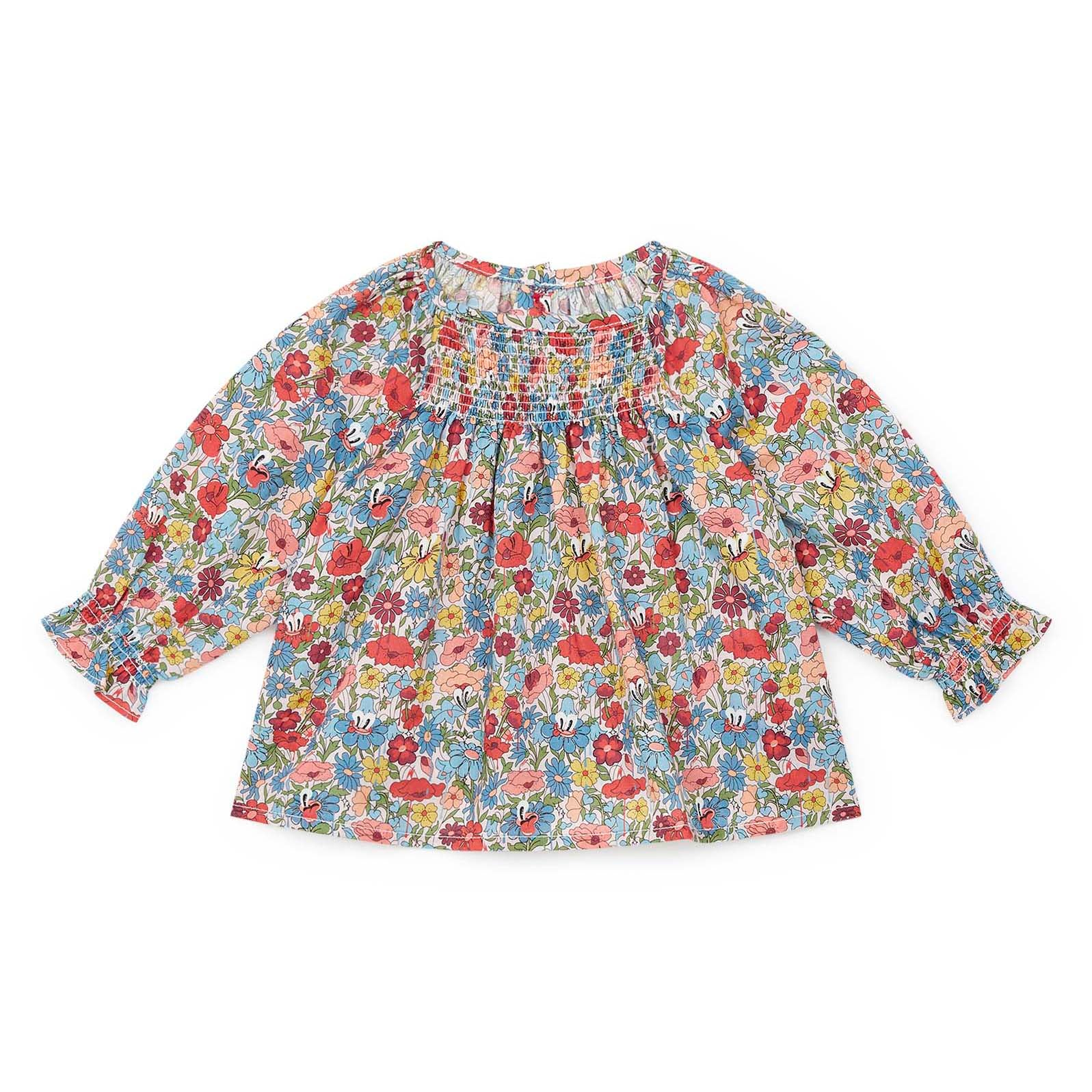 Baby Girls Blue Floral Cotton Top