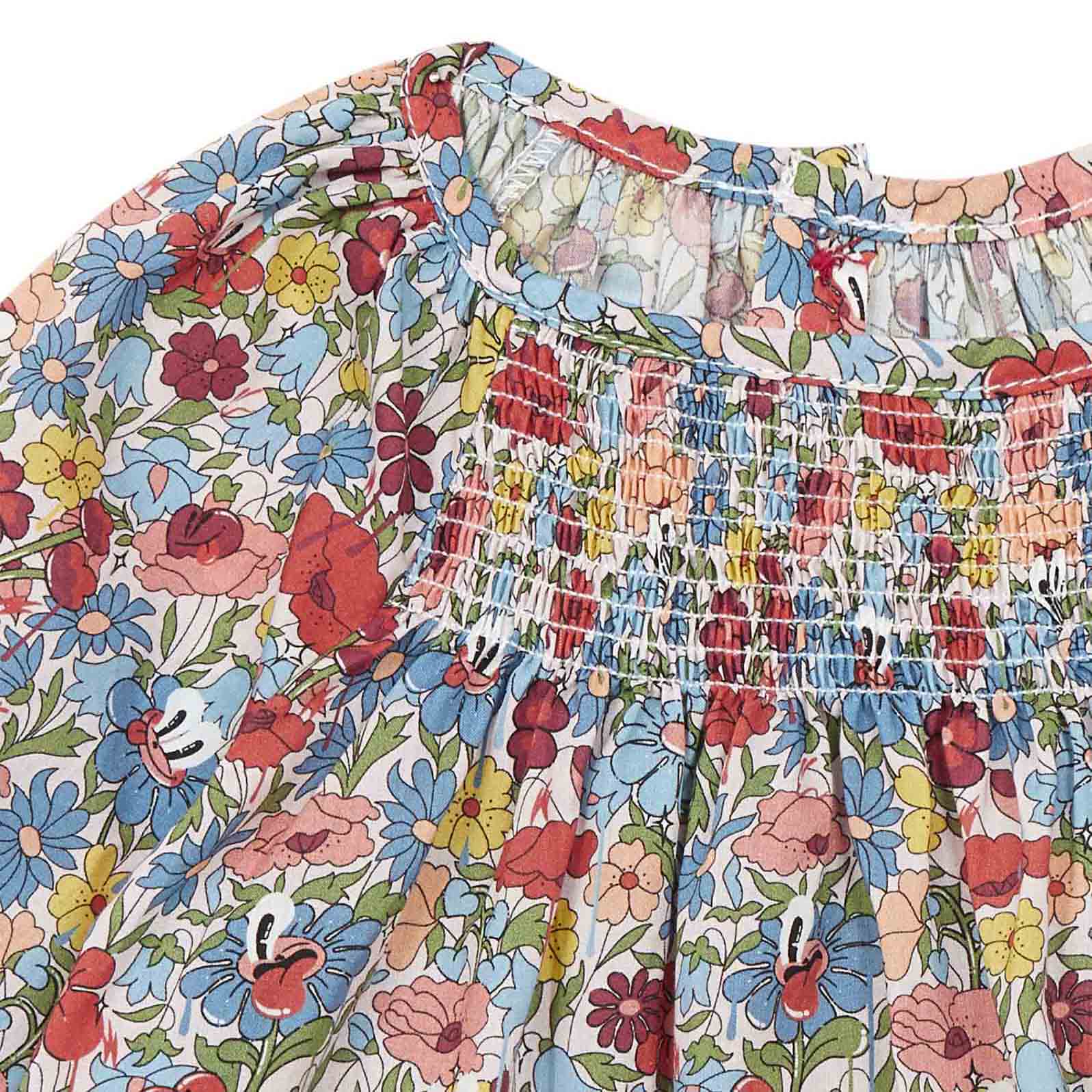 Baby Girls Blue Floral Cotton Top