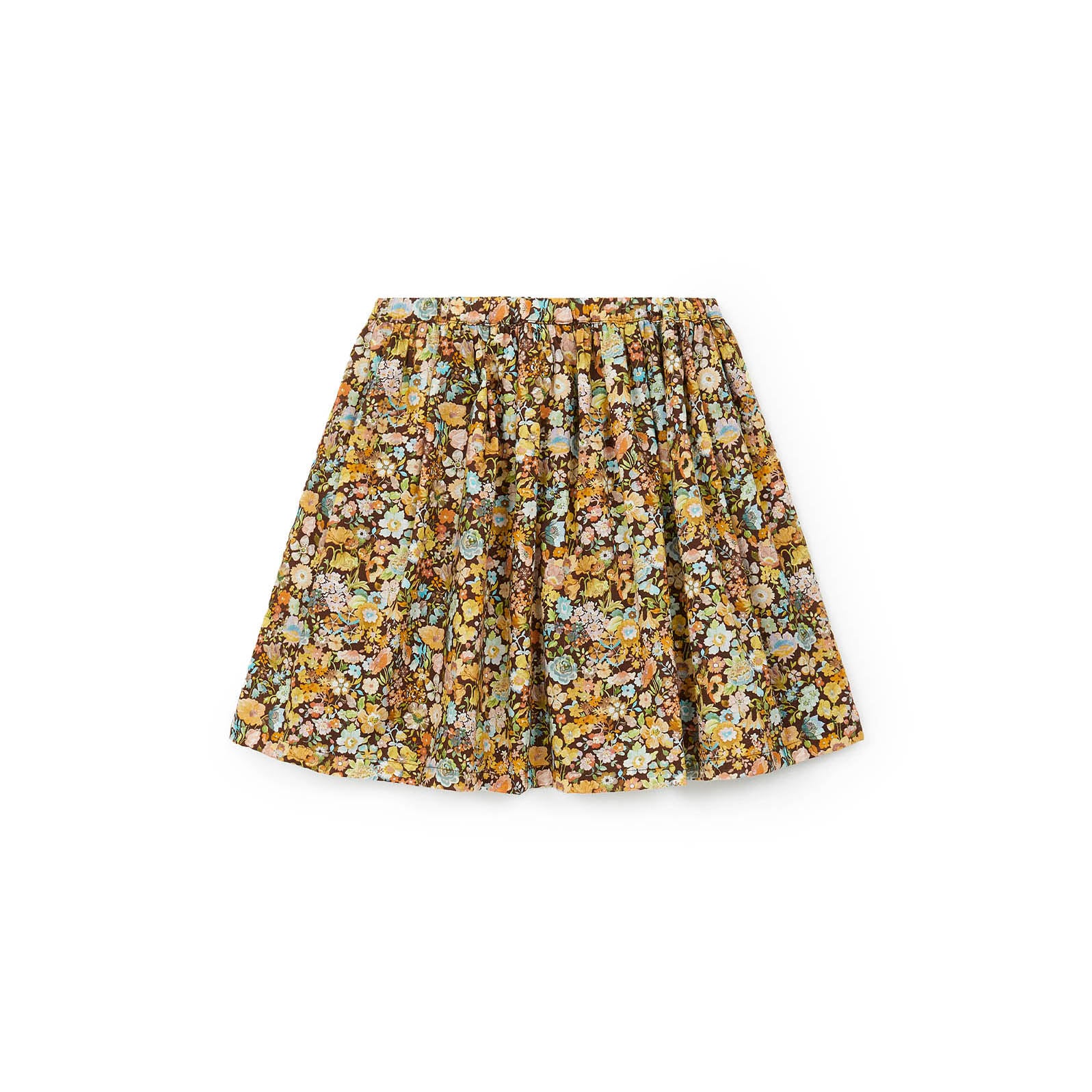 Girls Green Floral Cotton Skirt