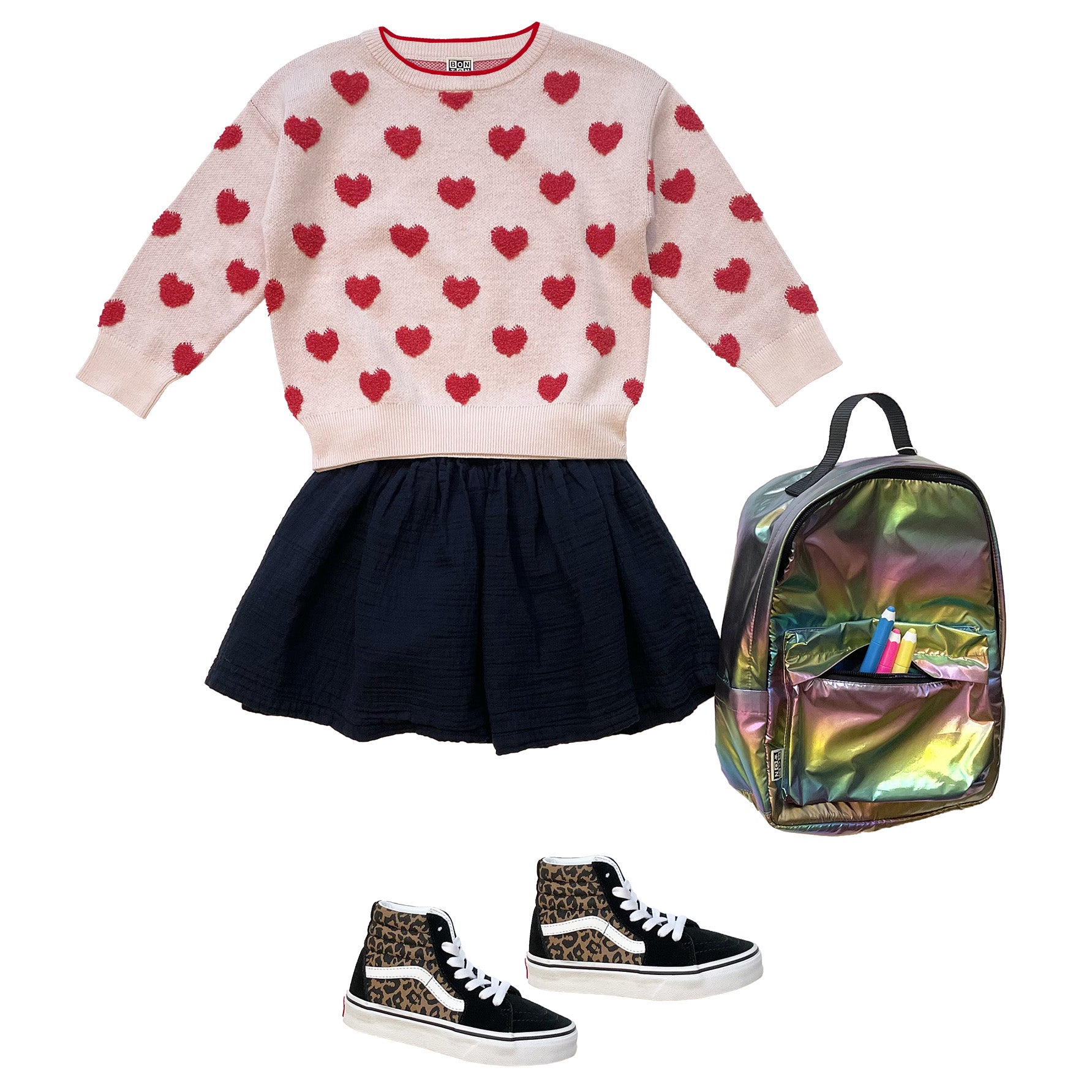 Girls Pink Heart Wool Sweater