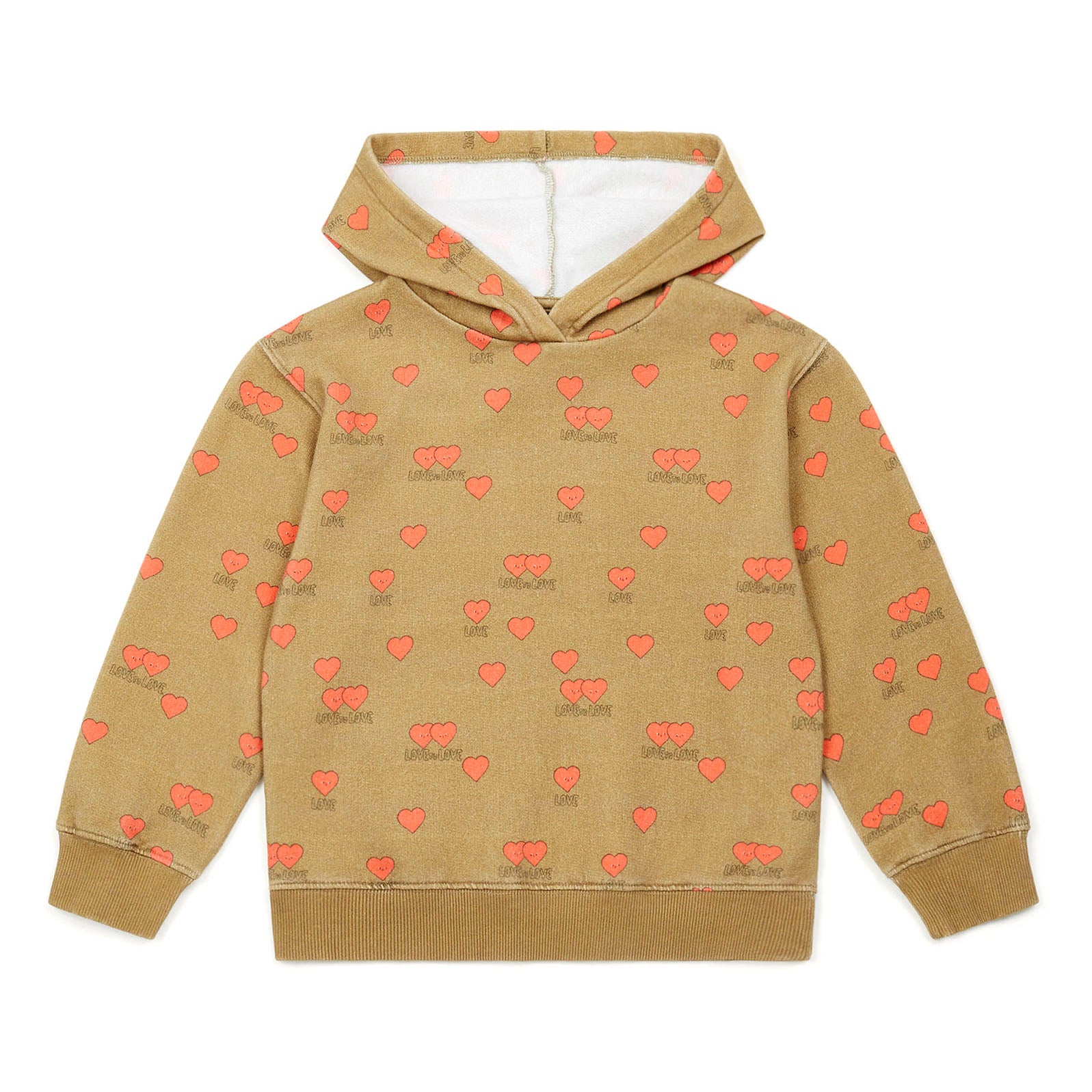 Girls Brown Heart Hooded Sweatshirt
