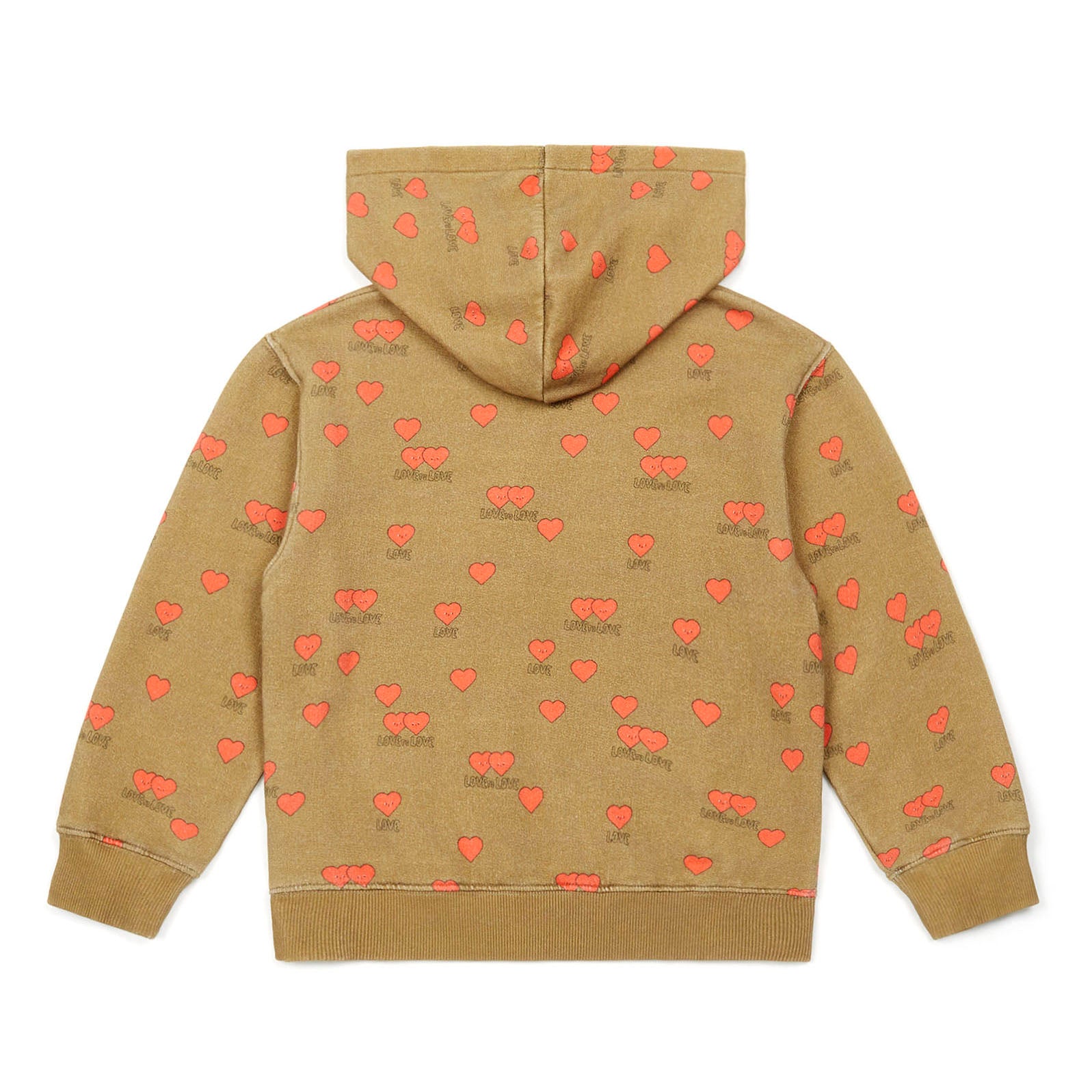 Girls Brown Heart Hooded Sweatshirt