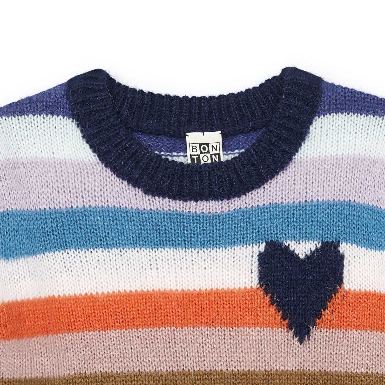 Girls Multicolor Stripes Sweater