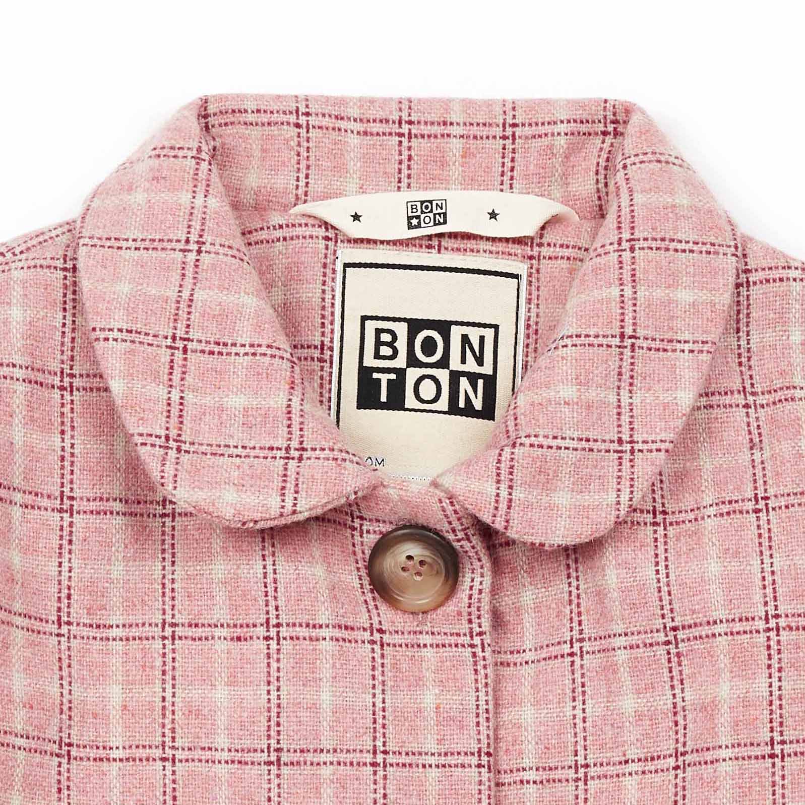 Girls Pink Check Coat