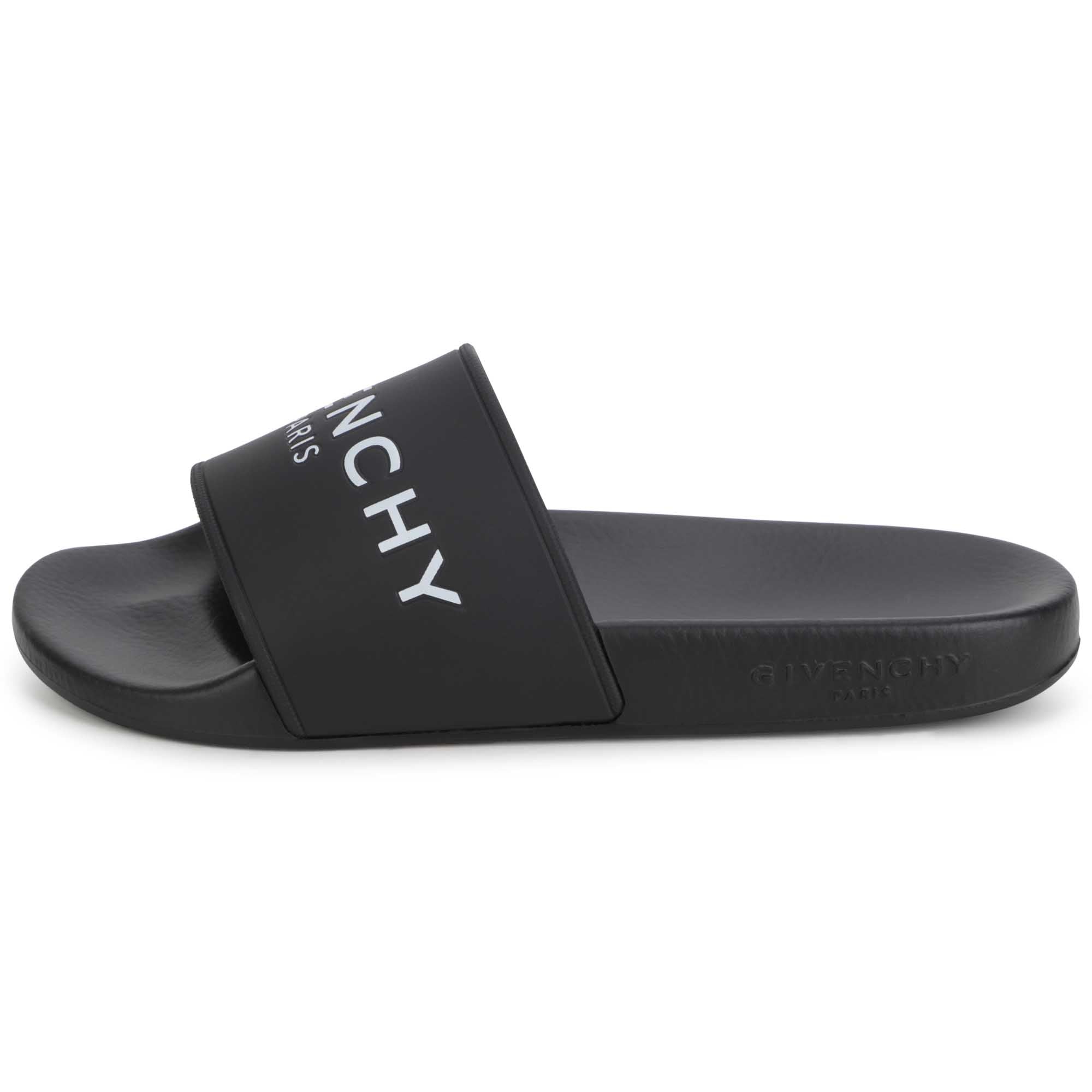 Boys Black Logo Sandals