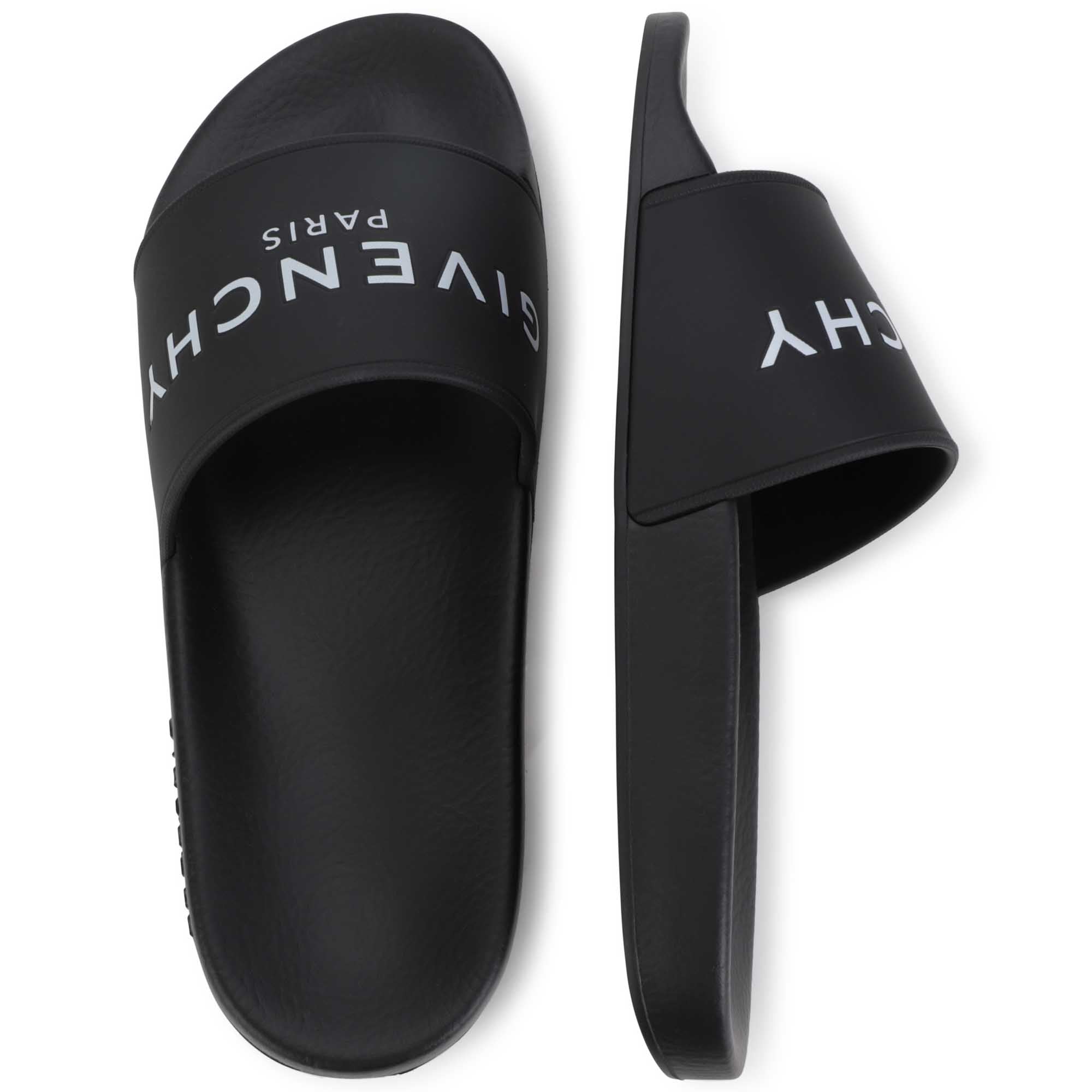 Boys Black Logo Sandals