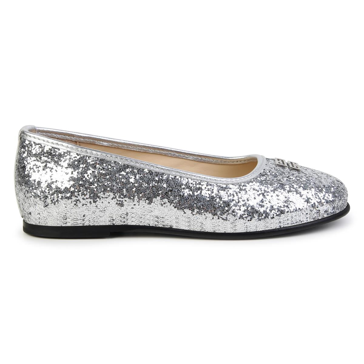 Girls Silver Sequin Flat Shoes