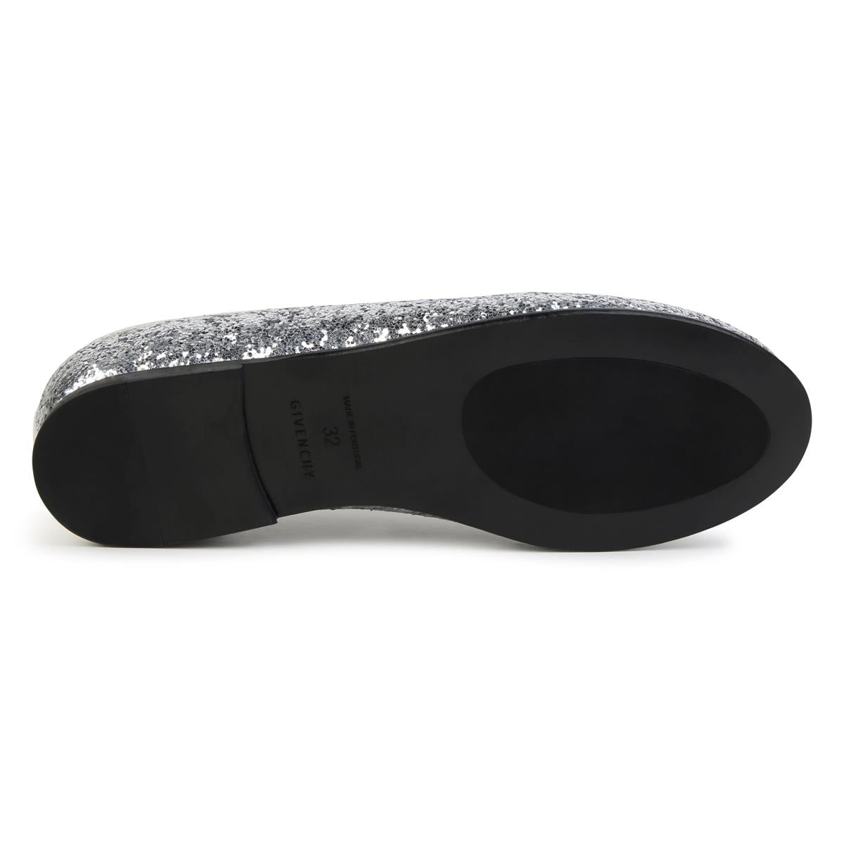 Girls Silver Sequin Flat Shoes
