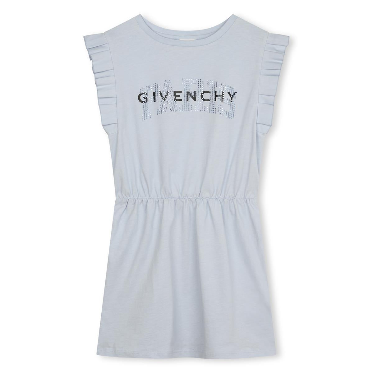 Girls Light Blue Logo Cotton Dress