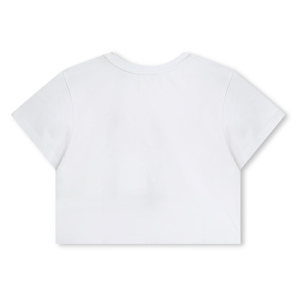 Girls White Logo Cotton T-Shirt