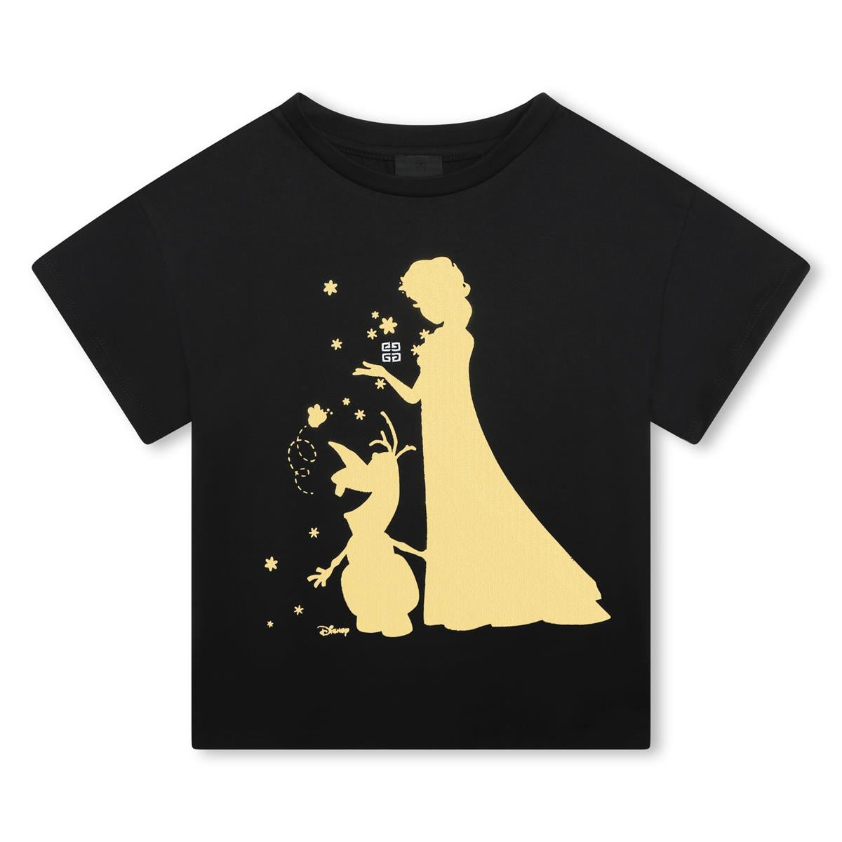 Girls Black Printed Cotton T-Shirt