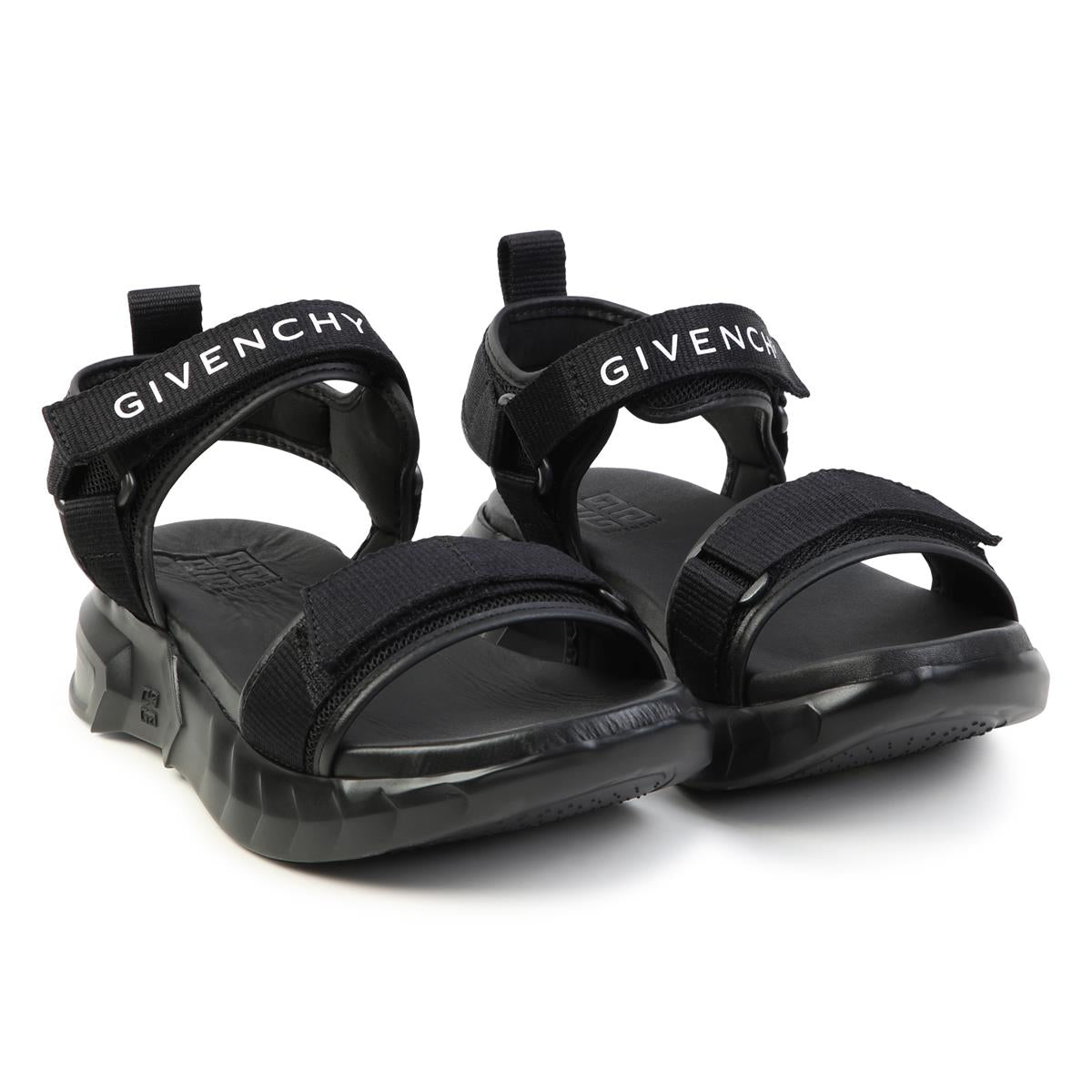 Girls Black Logo Sandals