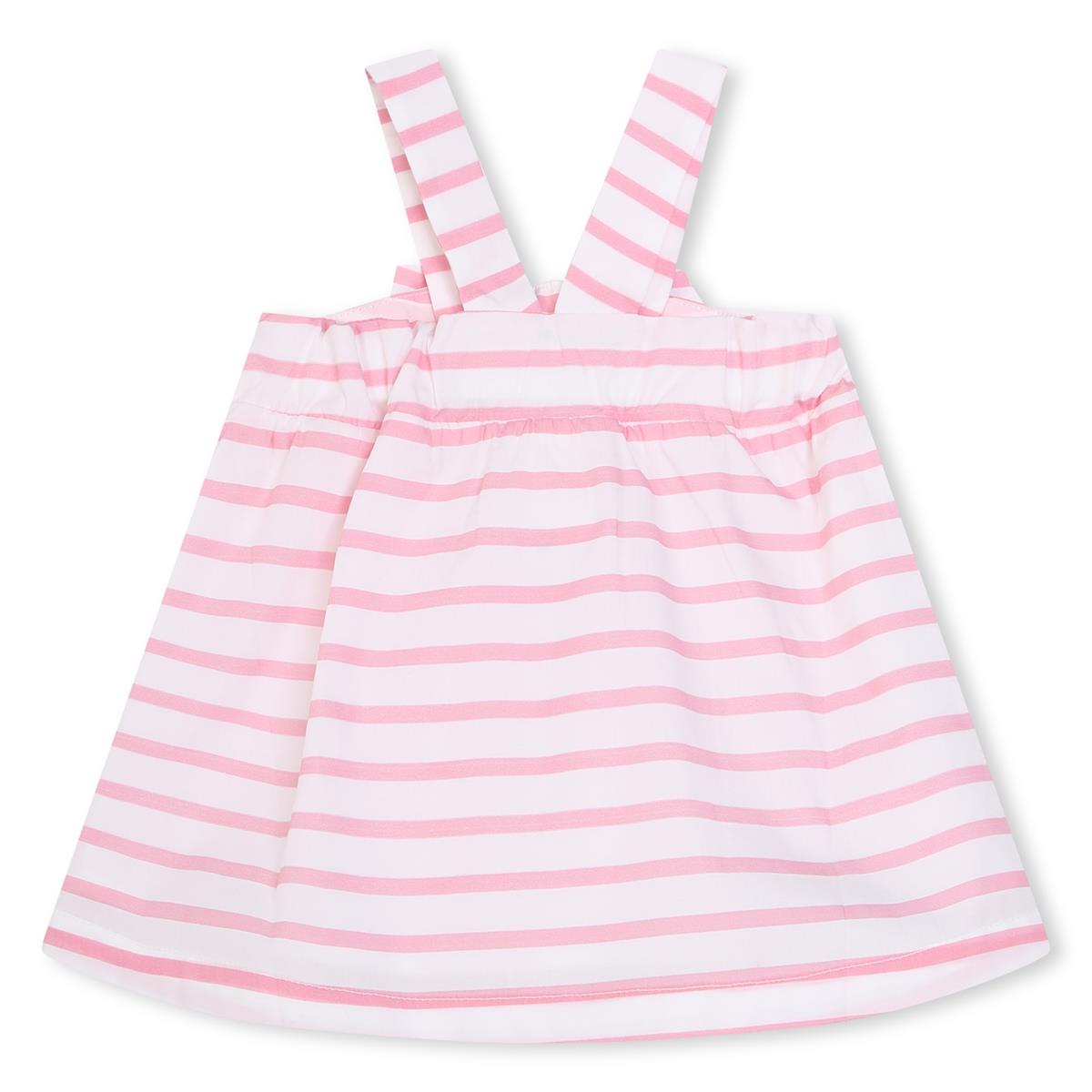 Baby Girls Pink Stripes Cotton Dress Set