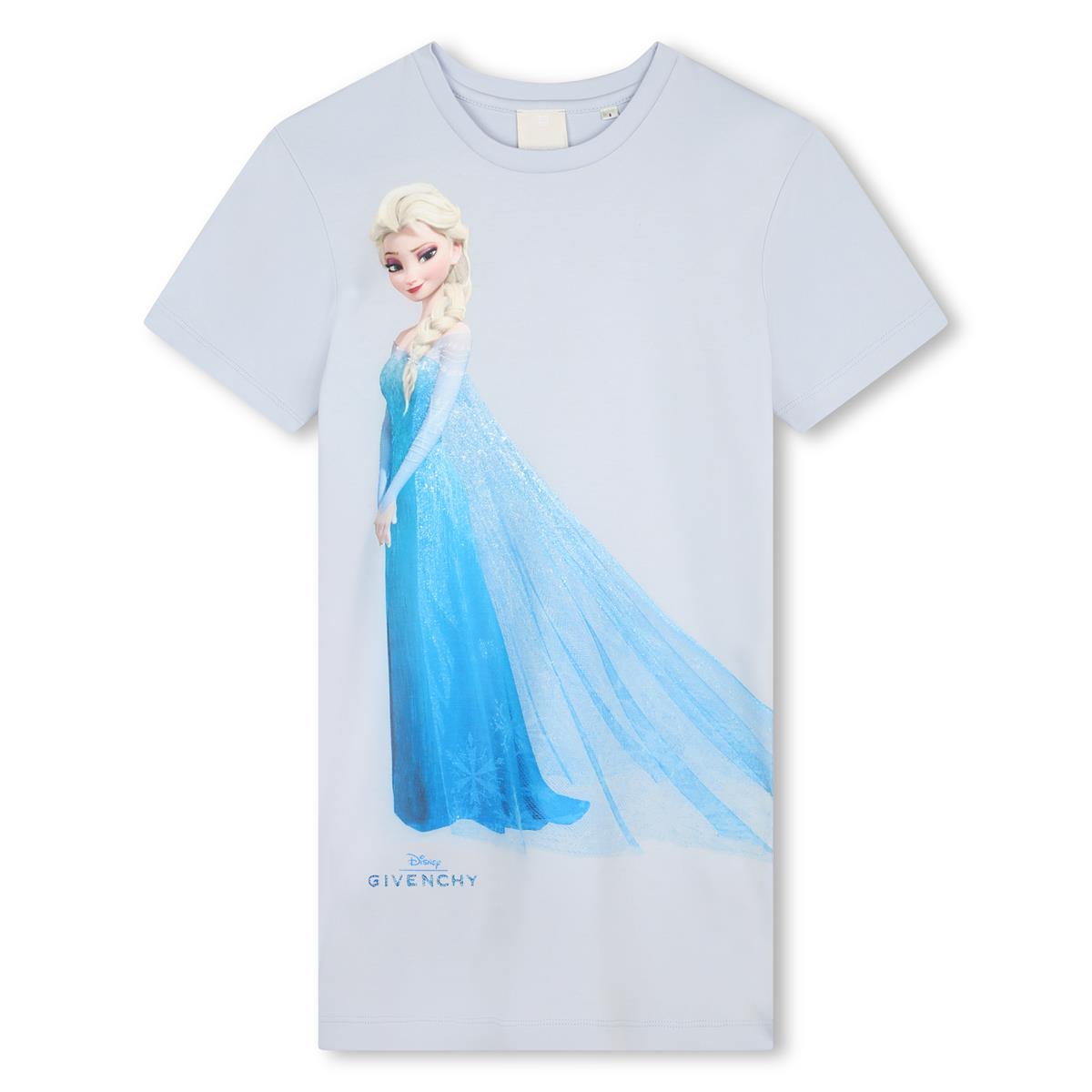 Girls Light Blue Printed Cotton Dress